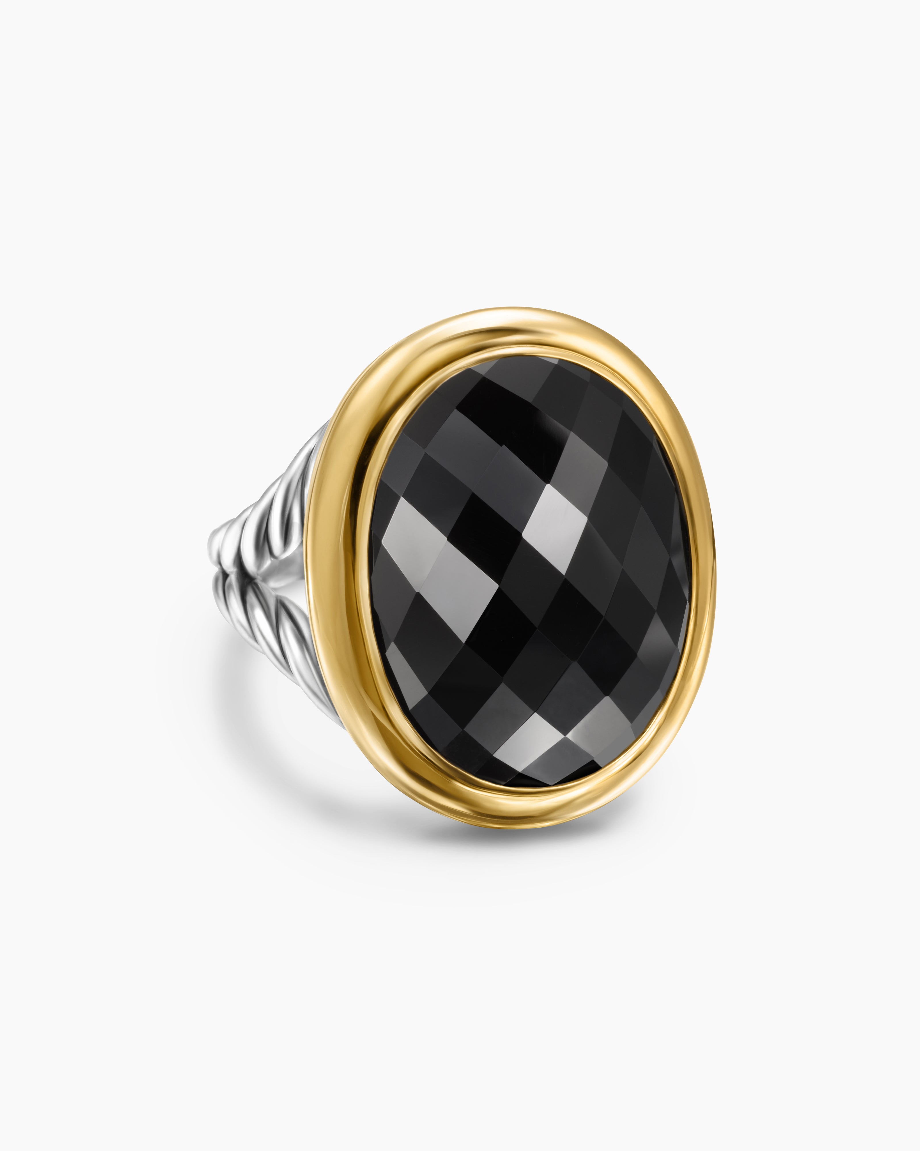 Womens Albion Oval Ring in Sterling Silver with 18K Yellow Gold, 21mm