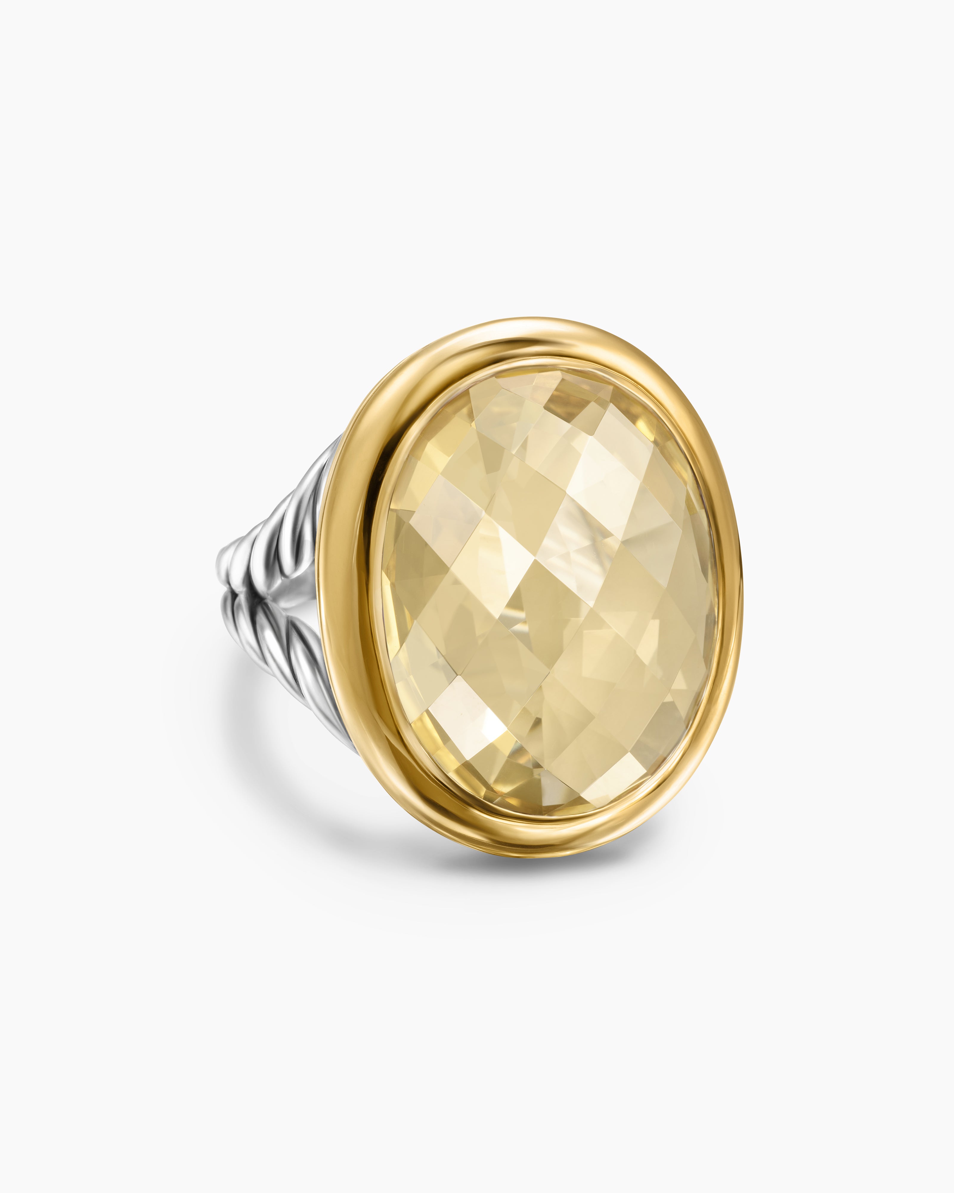 Womens Albion&reg; Oval Ring in Sterling Silver with 18K Yellow Gold and Champagne Citrine, 21mm