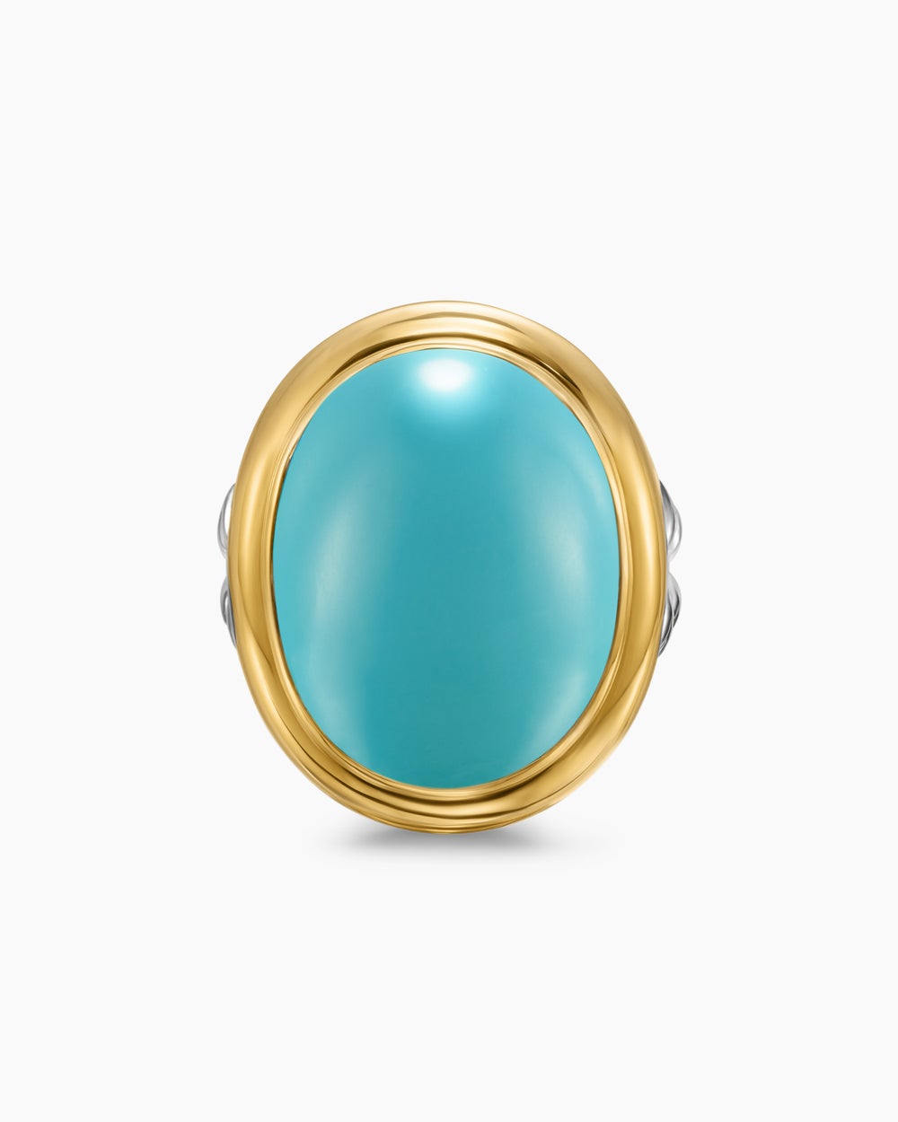 Womens Albion Oval Ring in Sterling Silver with 18K Yellow Gold, 21mm