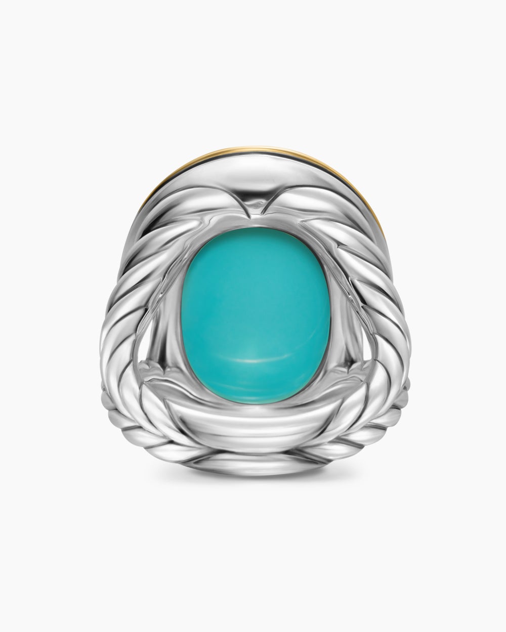 Womens Albion Oval Ring in Sterling Silver with 18K Yellow Gold, 21mm
