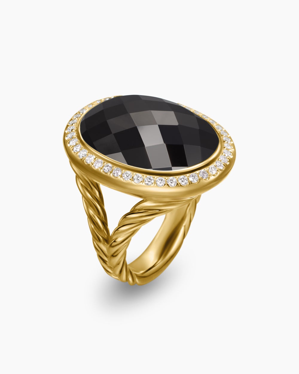 Womens Albion Oval Ring in 18K Yellow Gold with Diamonds, 21mm