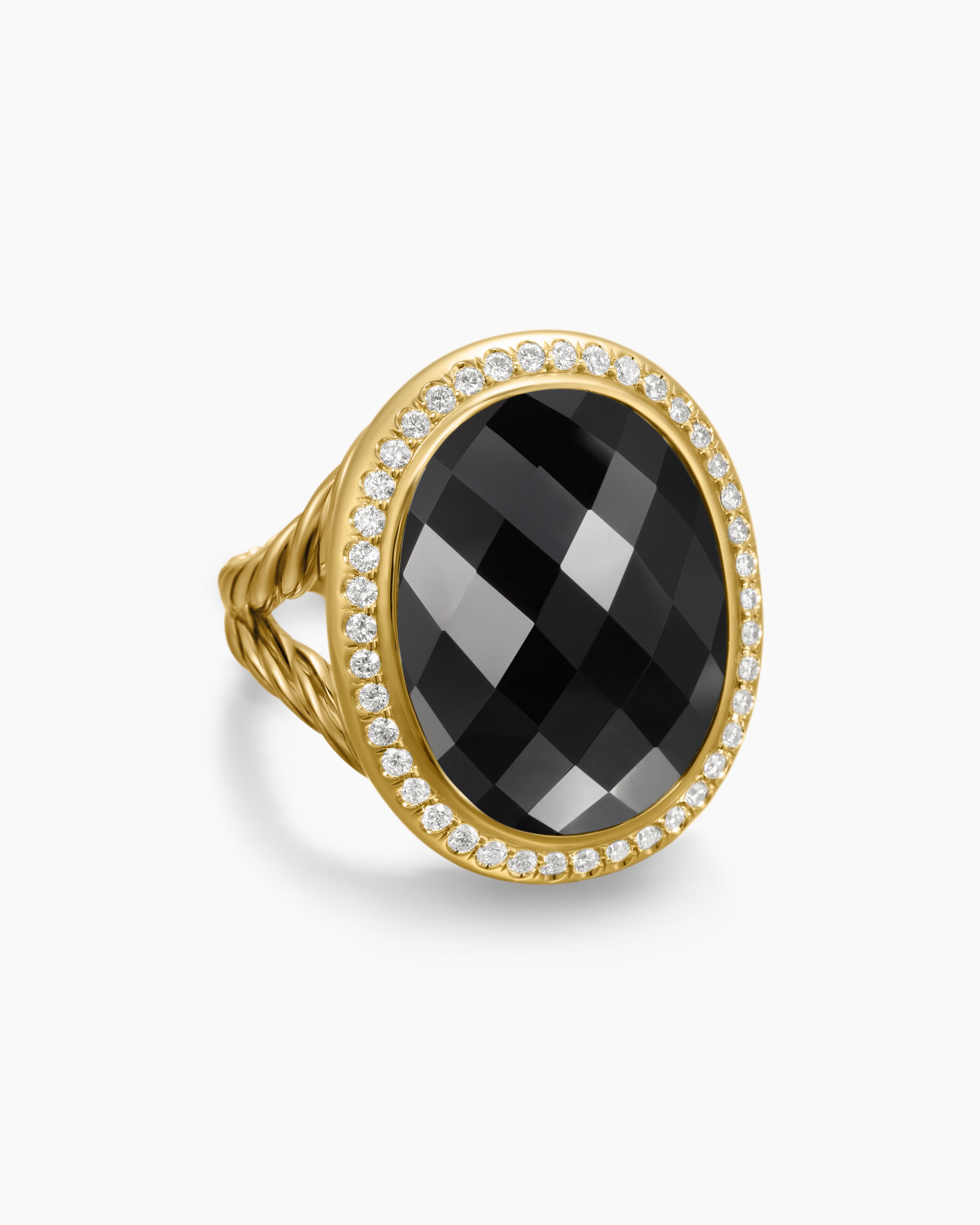 Womens Albion Oval Ring in 18K Yellow Gold with Diamonds, 21mm