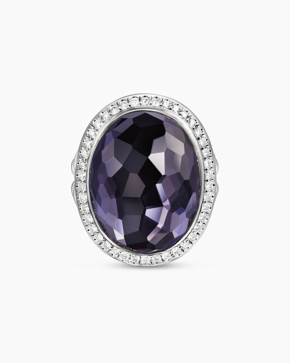 Womens Albion Oval Ring in Sterling Silver with Diamonds, 21mm