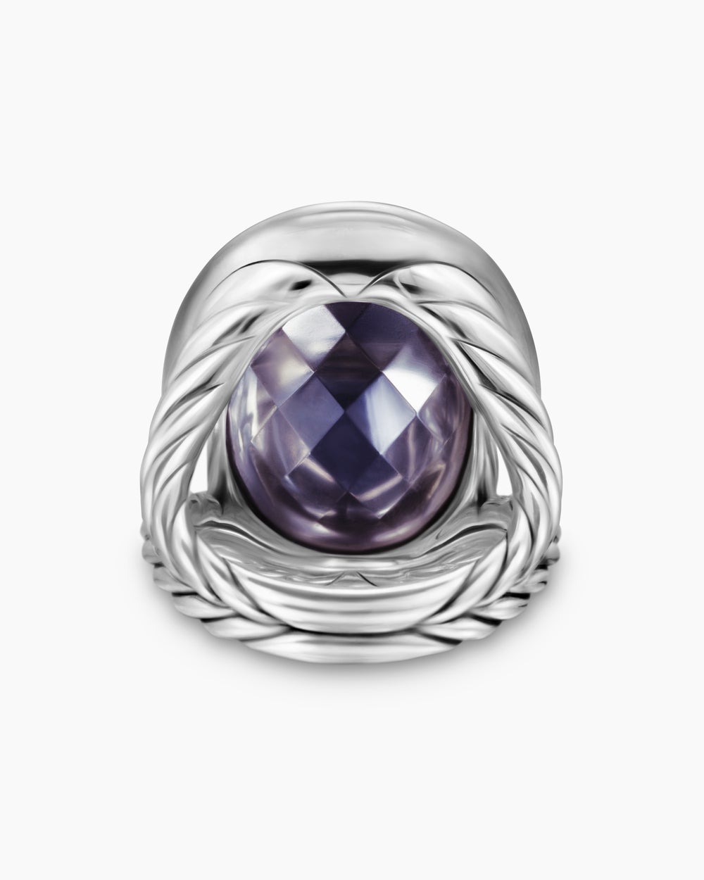 Womens Albion Oval Ring in Sterling Silver with Diamonds, 21mm