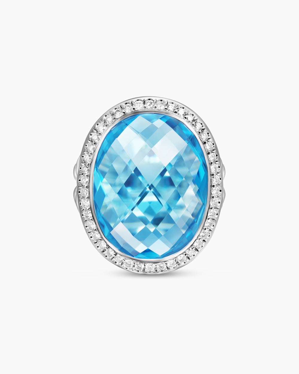 Womens Albion Oval Ring in Sterling Silver with Diamonds, 21mm