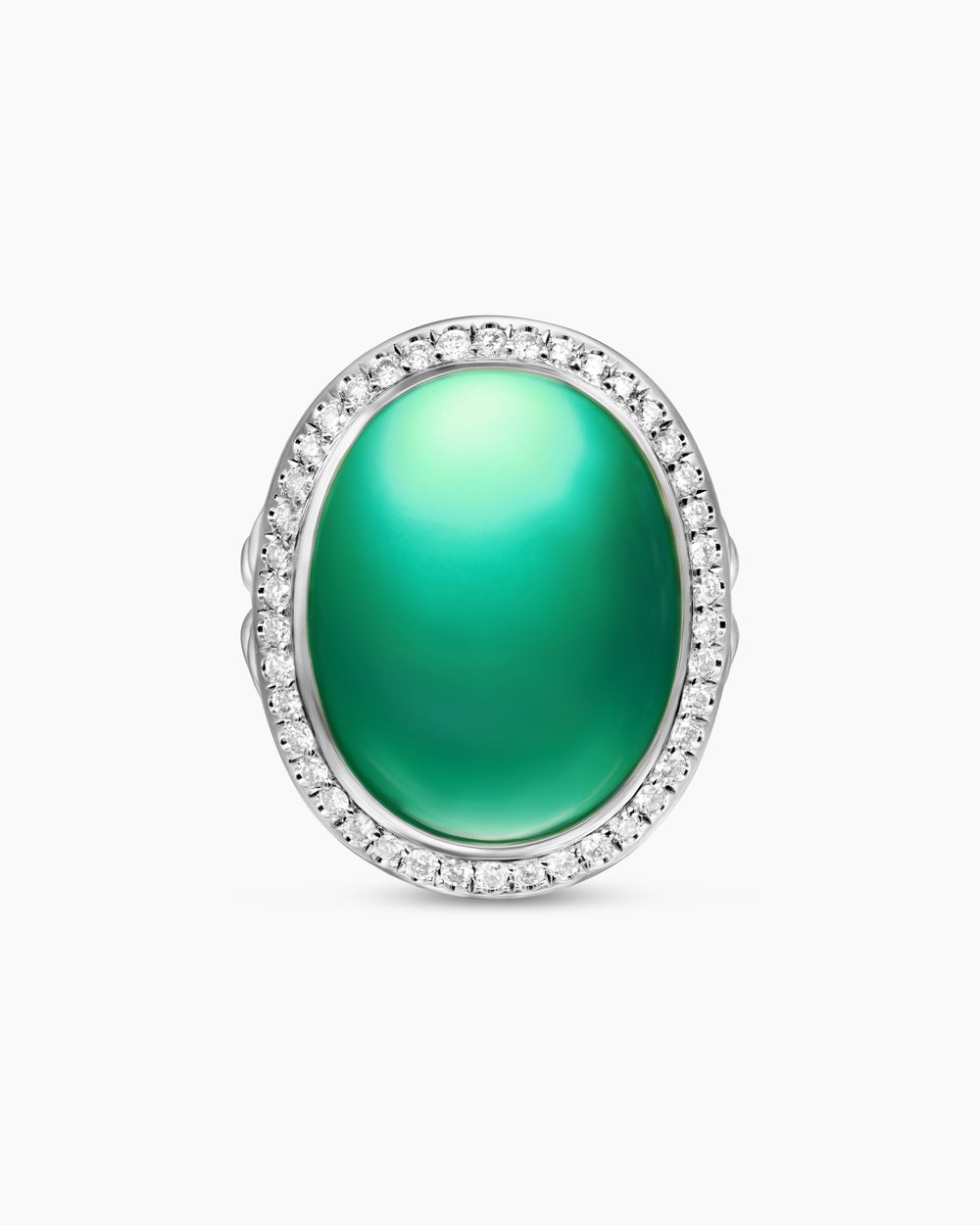 Womens Albion Oval Ring in Sterling Silver with Diamonds, 21mm
