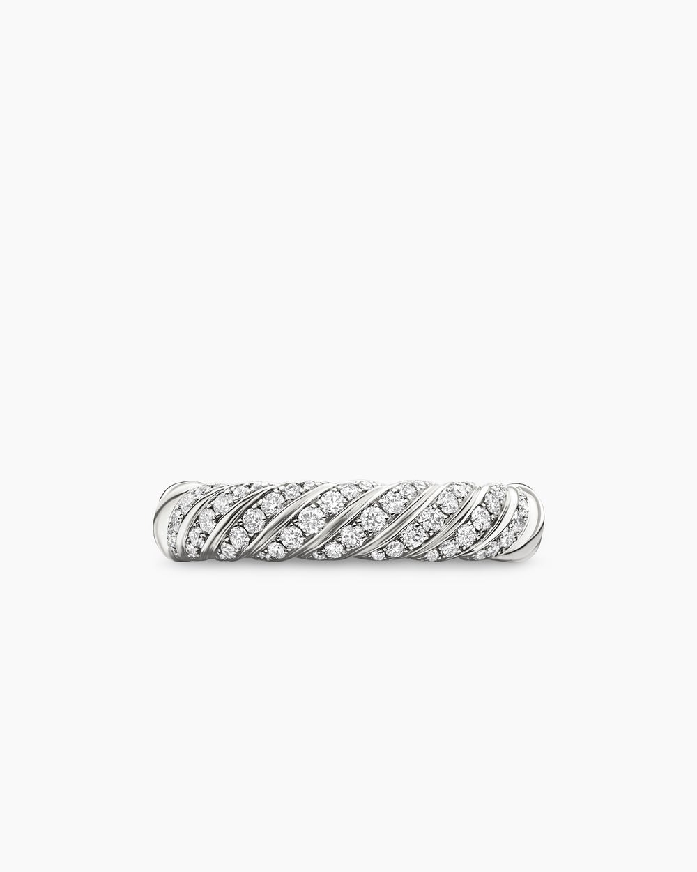 Anneau Sculpted Cable en or blanc 18 carats avec diamants, 4,6 mm pour femmes