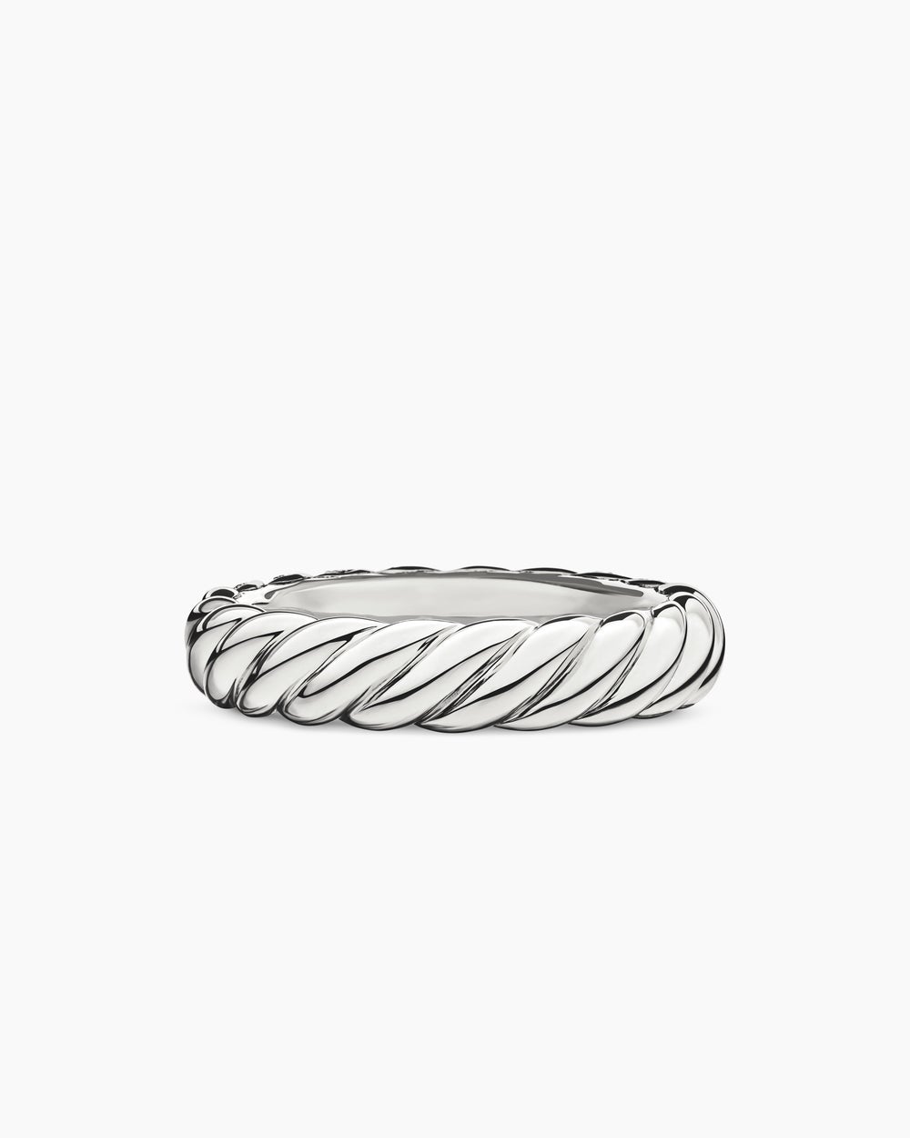 Anneau Sculpted Cable en or blanc 18 carats avec diamants, 4,6 mm pour femmes