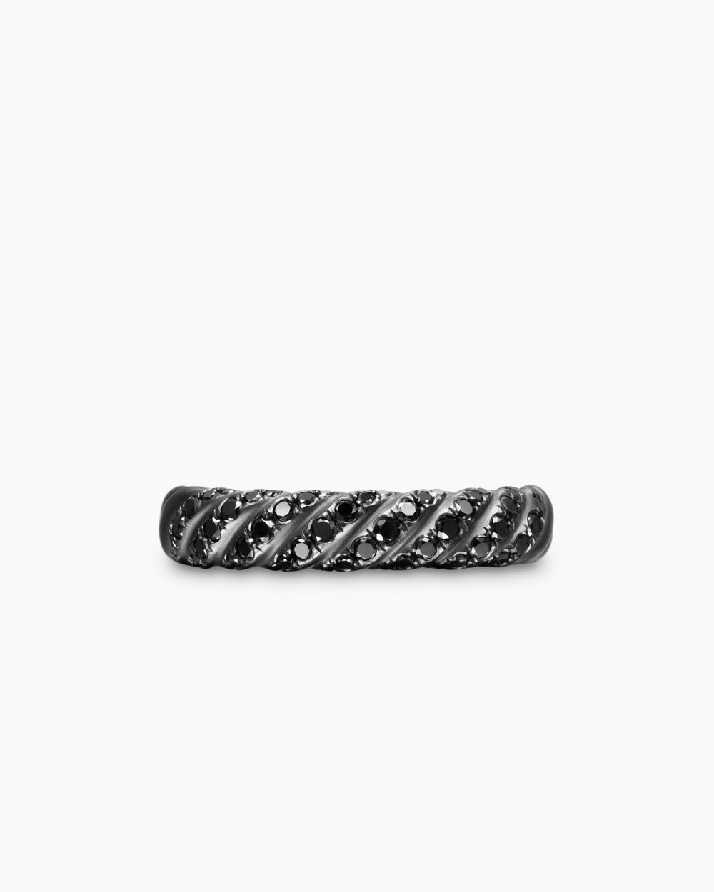 Womens Sculpted Cable Band Ring in Black Titanium with Diamonds, 4.6mm