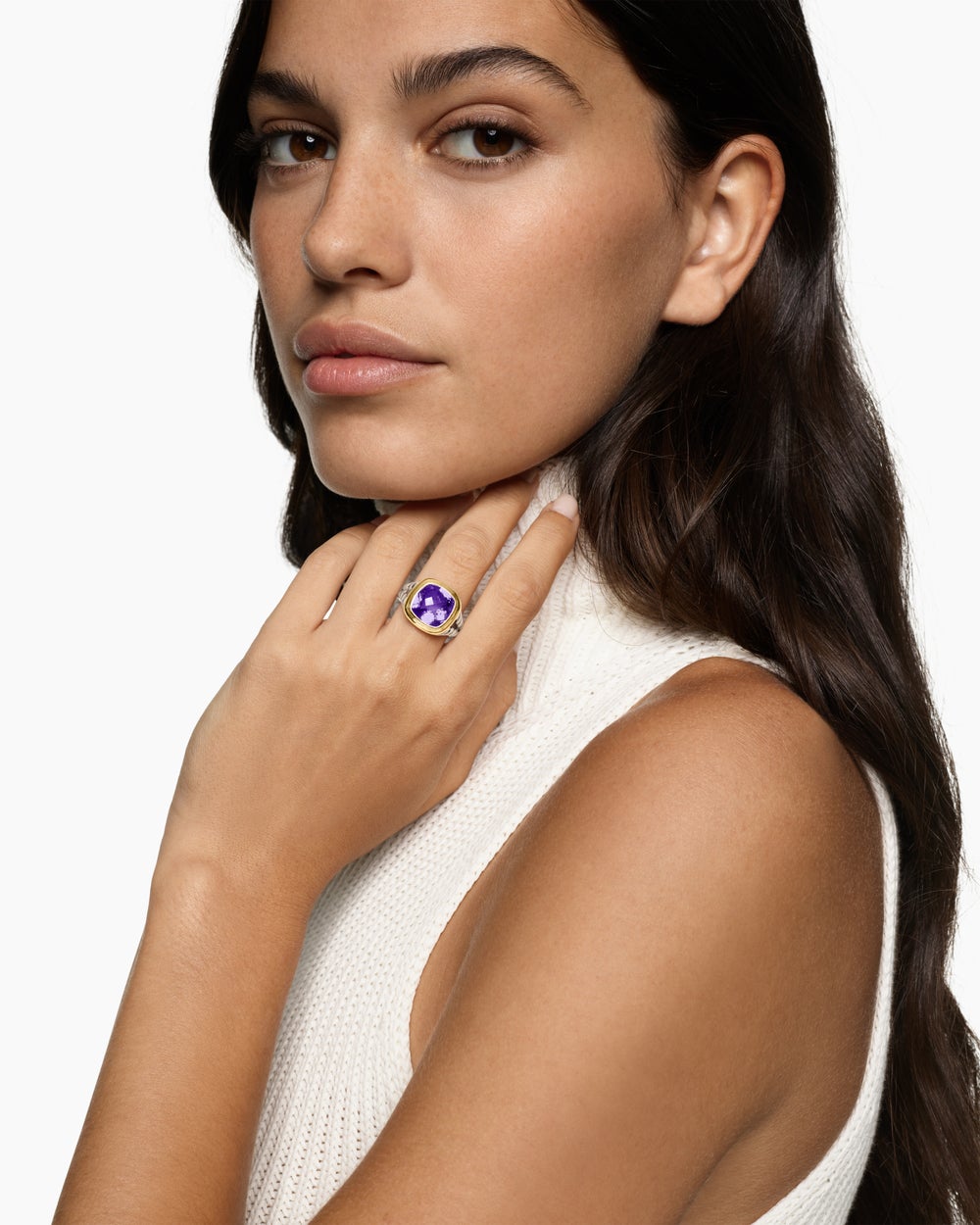 Womens Albion Ring in Sterling Silver with 18K Yellow Gold, 11mm