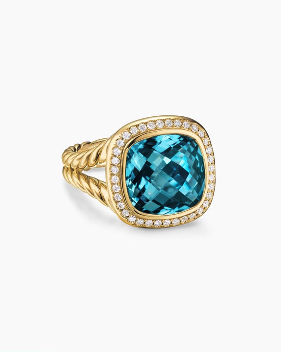 Bague Albion<sup>®</sup> dans Or jaune 18 carats avec topaze bleue Hampton et diamants, 11 mm