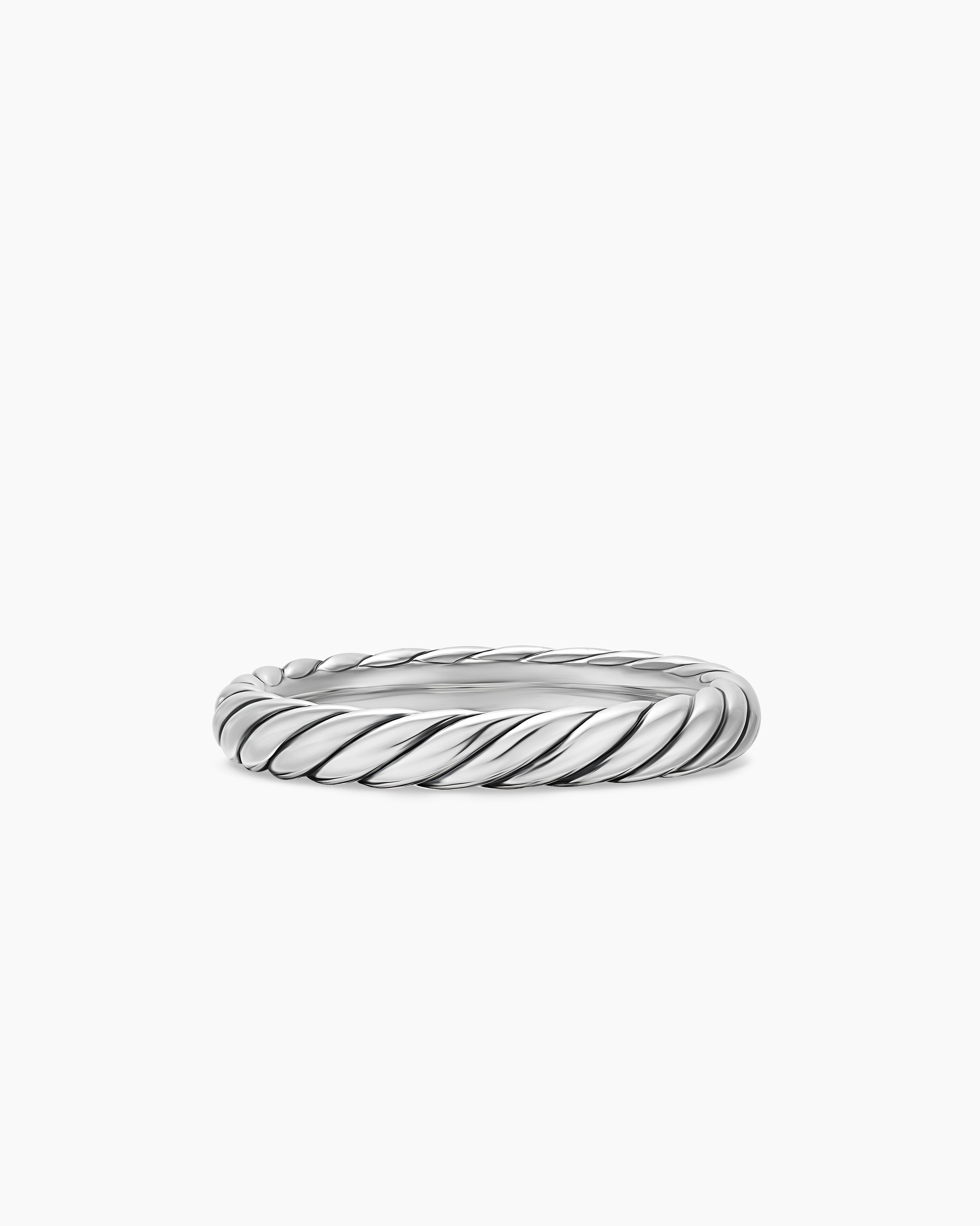 Womens Cable Band Ring in Sterling Silver, 3.4mm