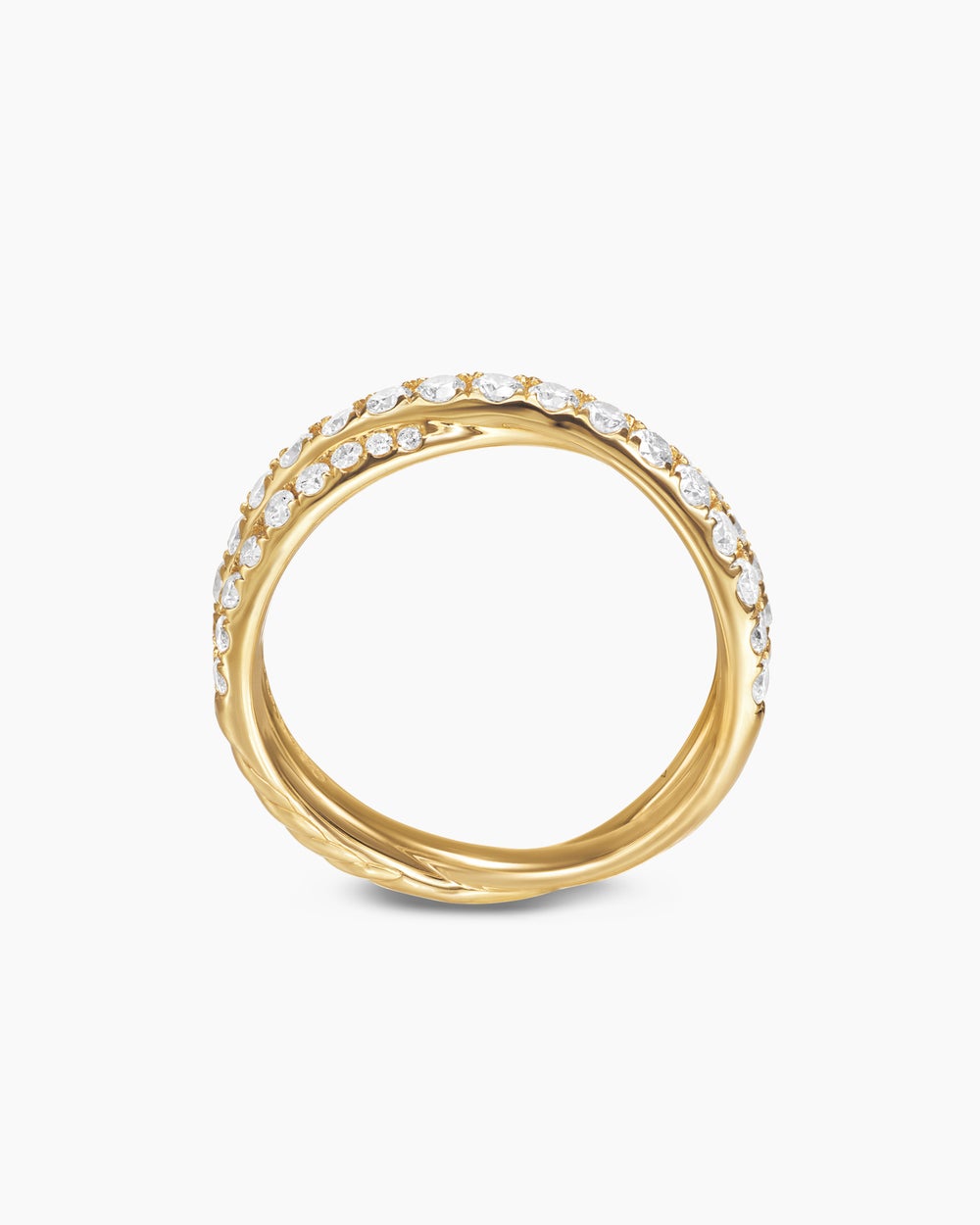 Womens Pavé Crossover Ring in 18K Yellow Gold with Diamonds, 6mm