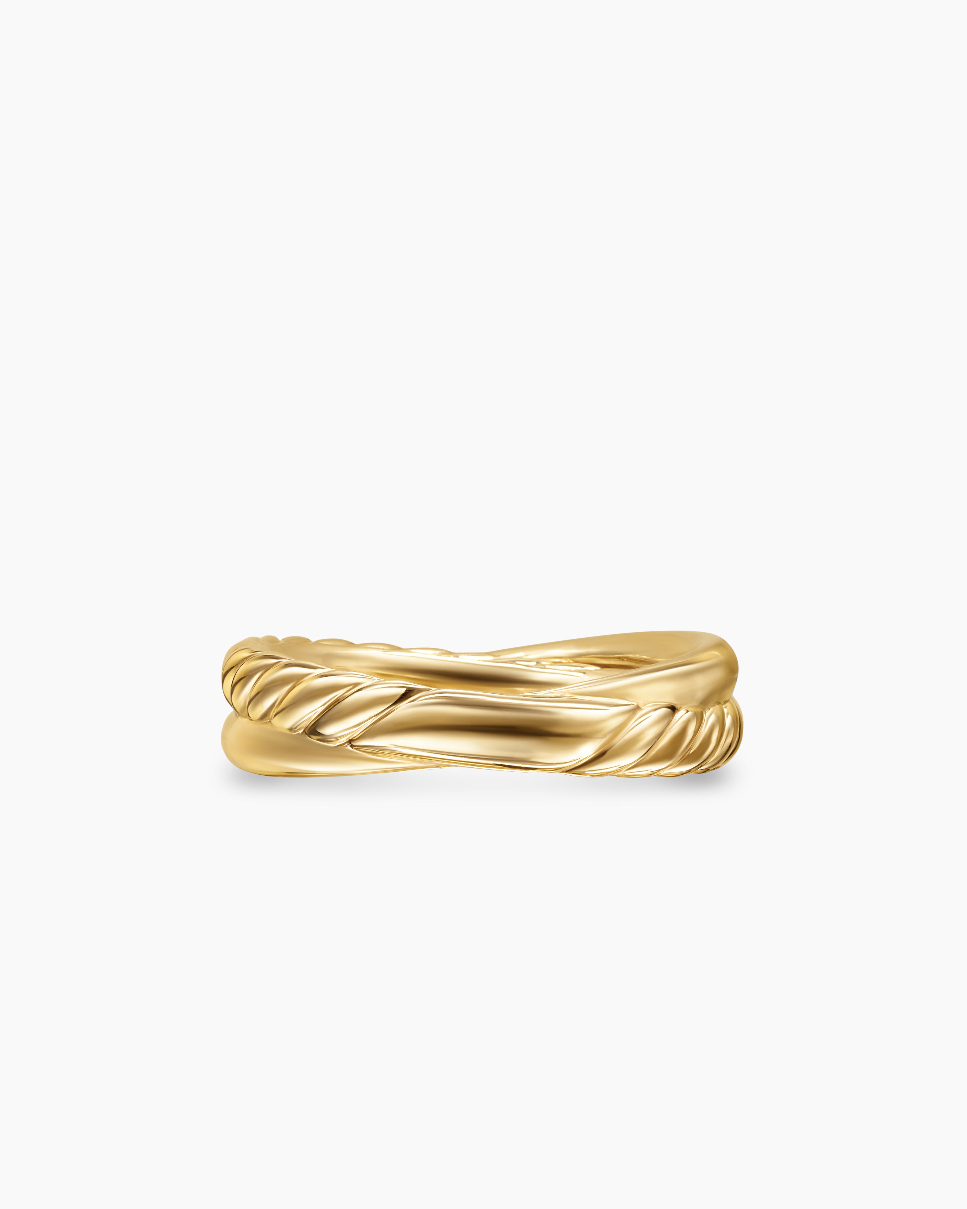 Crossover Two Row Ring in 18K Yellow Gold with Diamonds, 5mm