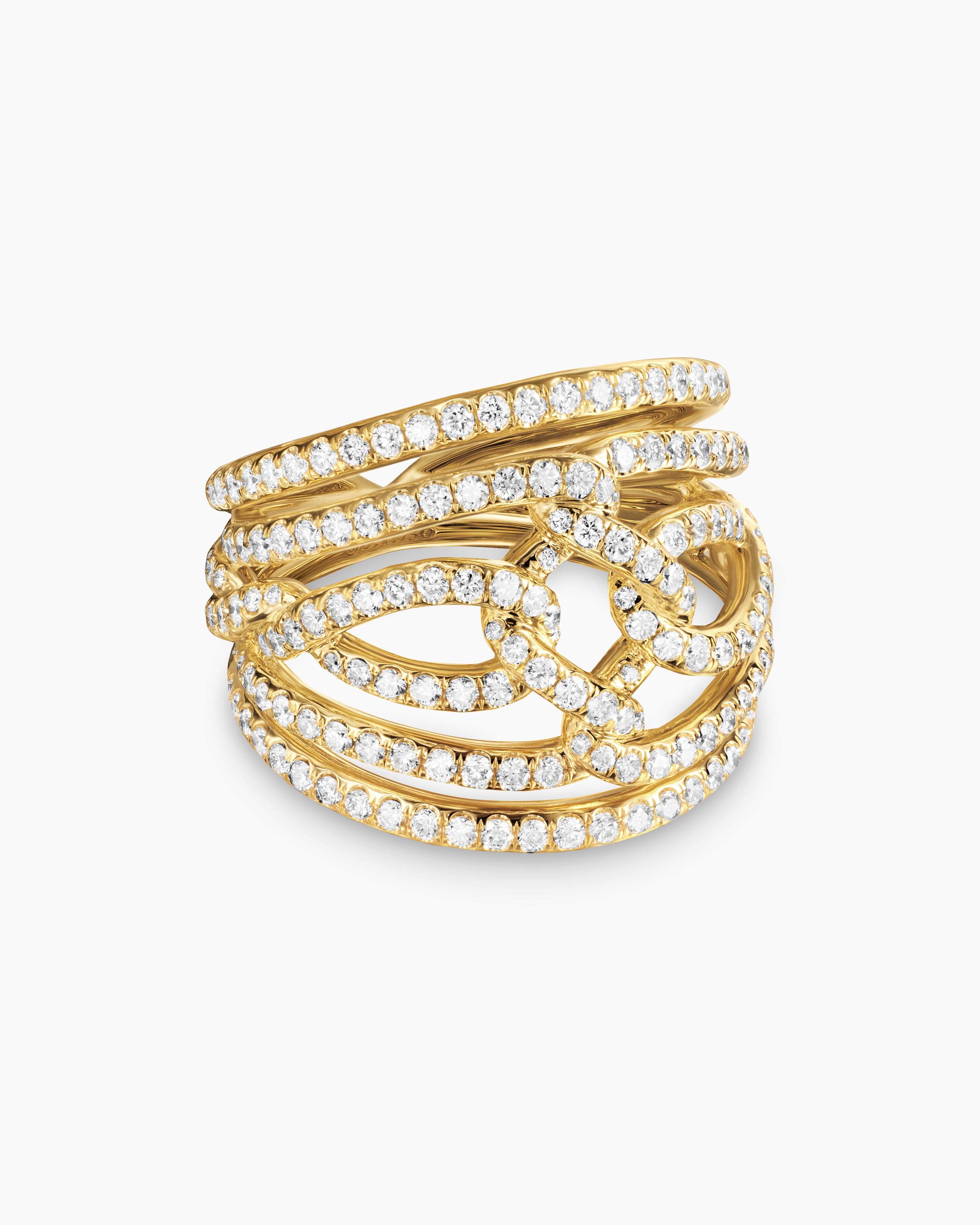 Womens Wisteria Dome Ring in 18K Yellow Gold with Diamonds, 19.3mm