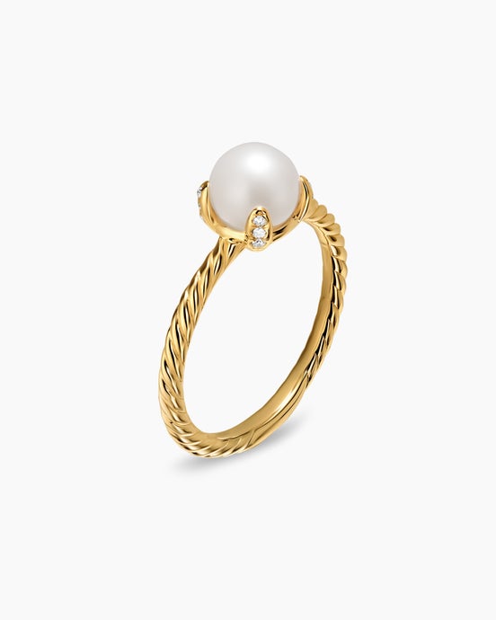 Pearl Classics Ring in 18K Yellow Gold with Diamonds, 2mm