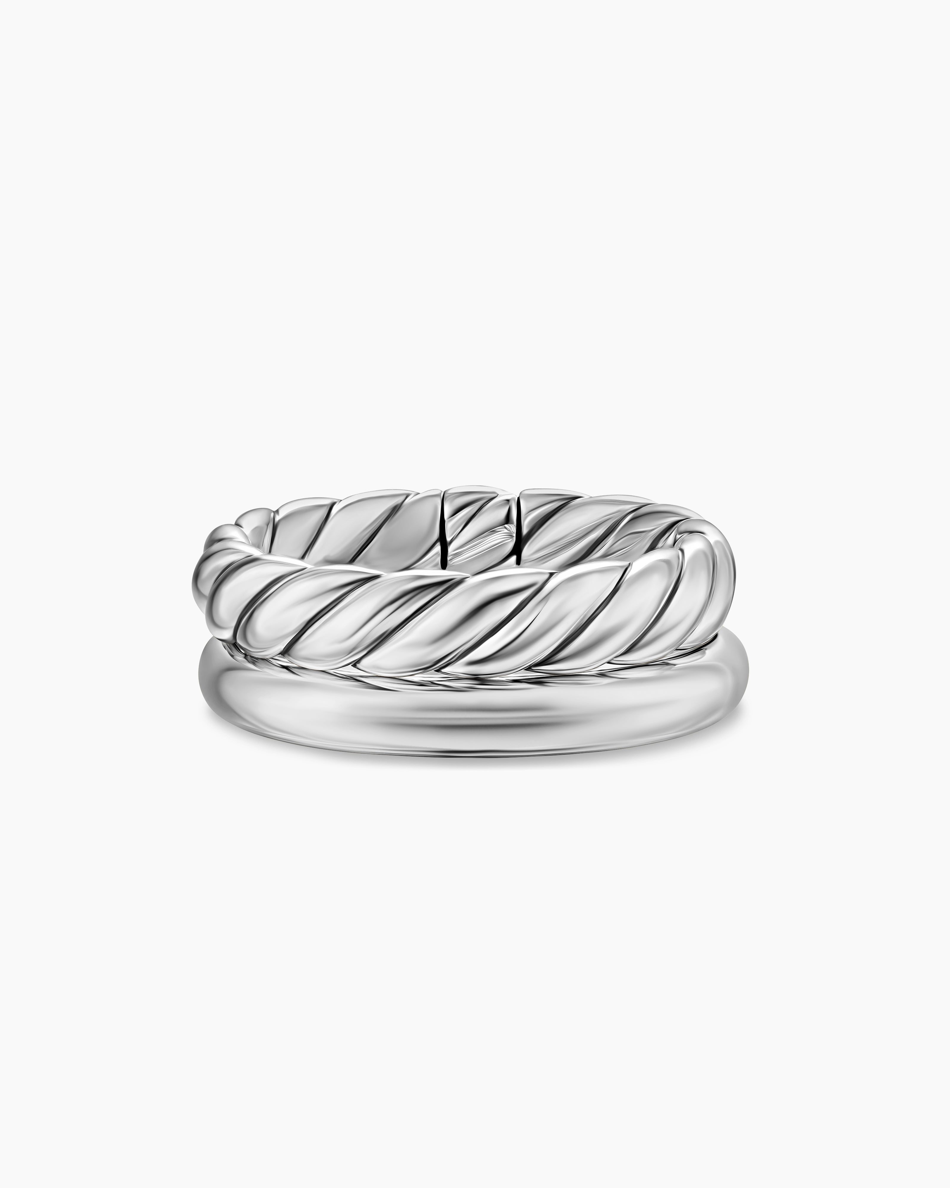 Bague deux rangs DY Mercer en argent massif, 8 mm femme 