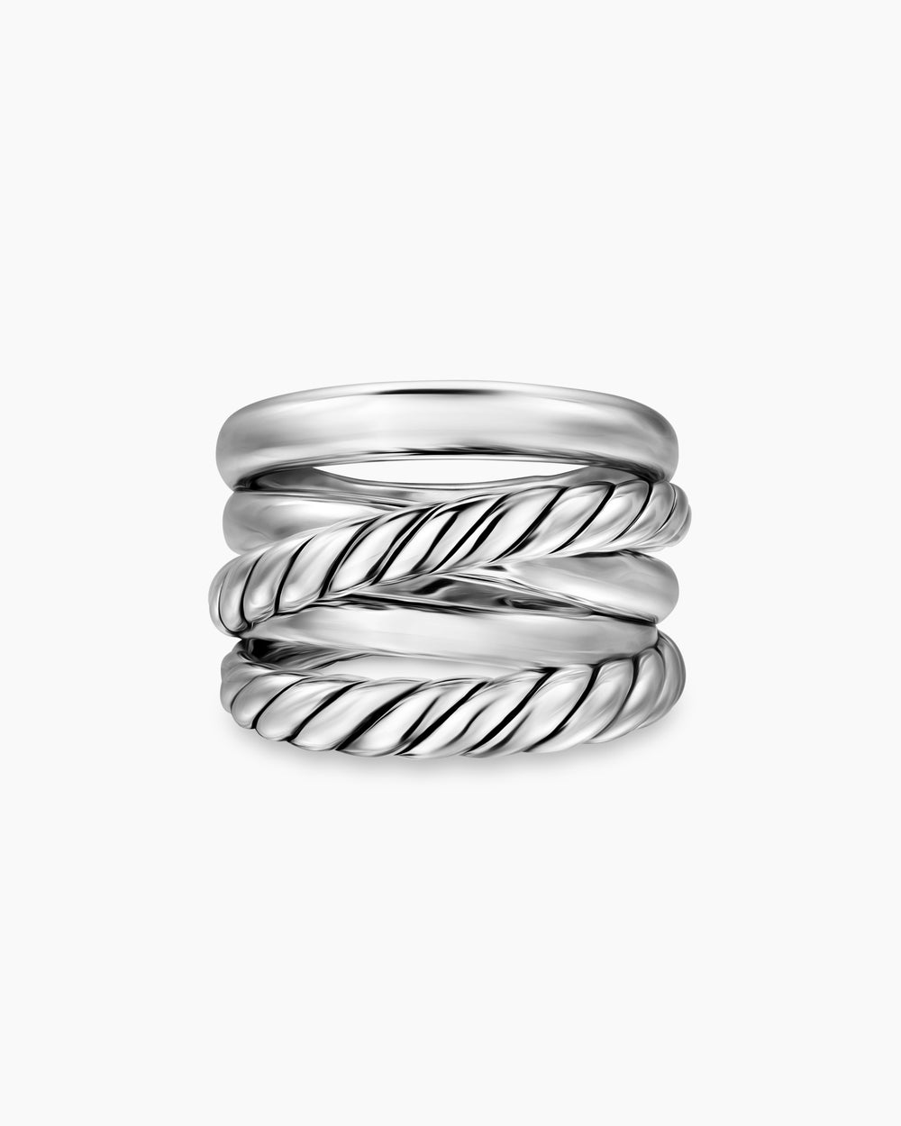 Bague à cinq rangs Crossover en argent sterling, 17,5 mm femmes