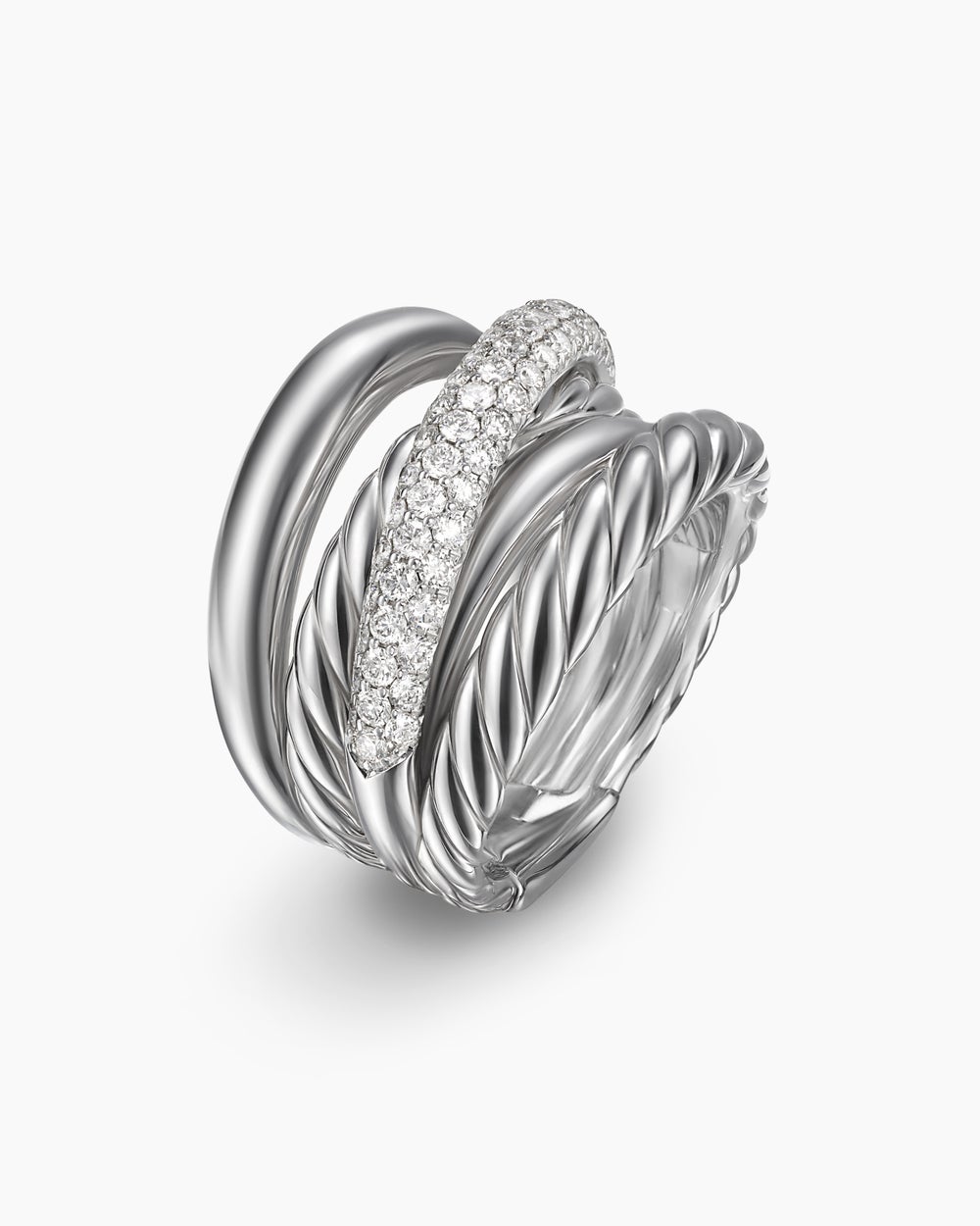 Bague Crossover en argent massif avec diamants, 17,8 mm femme