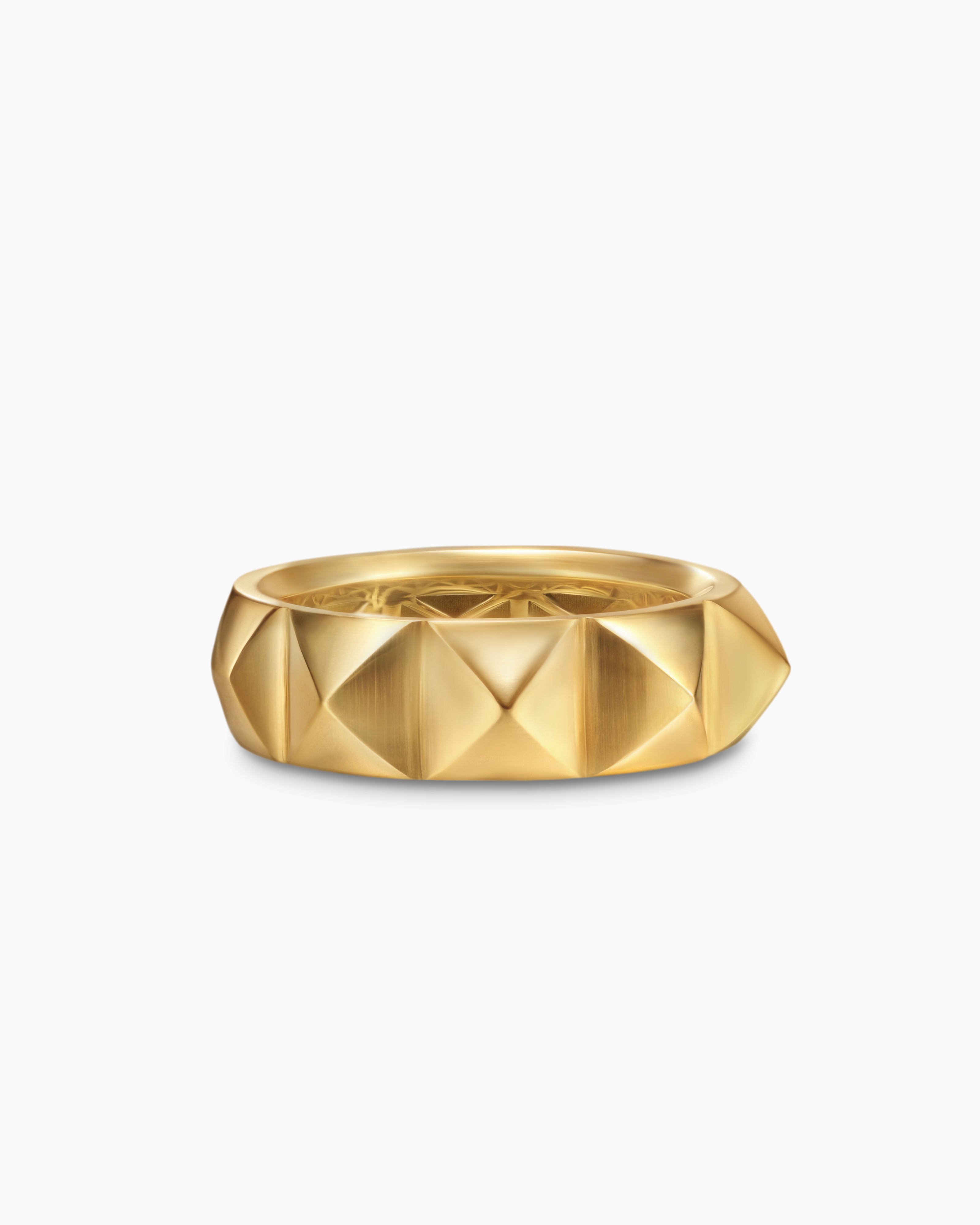 Womens Pyramid Band Ring in 18K Yellow Gold, 6.5mm
