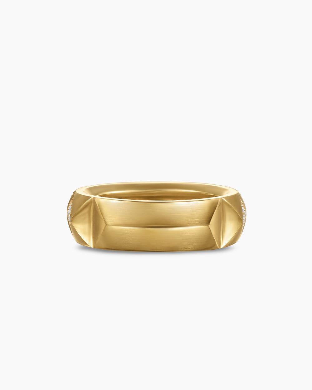 Womens Pyramid Band Ring in 18K Yellow Gold with Diamonds, 6.5mm