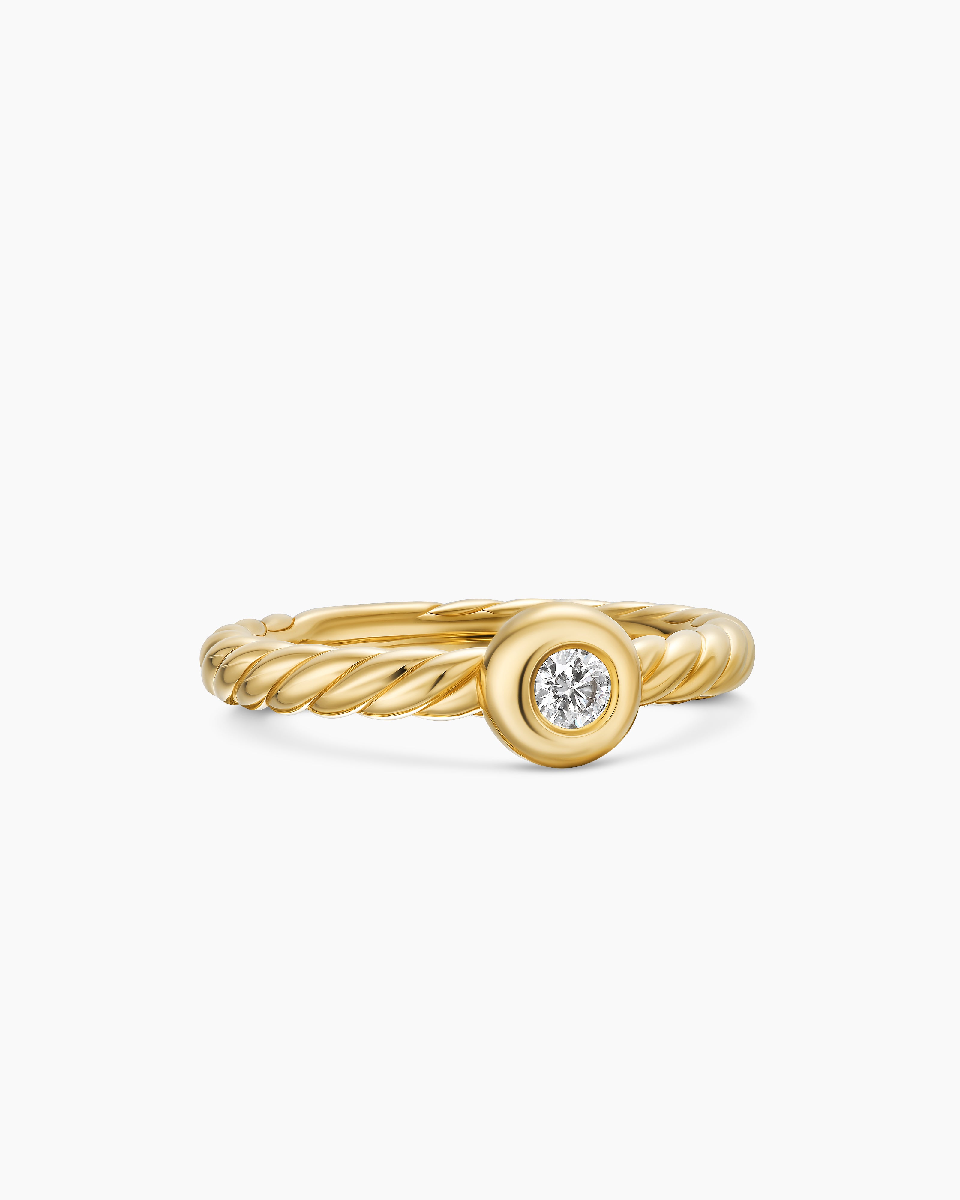 Bague Petite Cable avec or jaune 18 carats avec diamant central, 2,8 mm femmes 