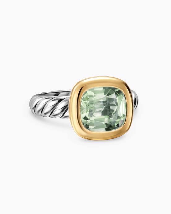 DY Mercer® Colour Stone Ring in Sterling Silver with 18K Yellow Gold and Prasiolite, 10mm
