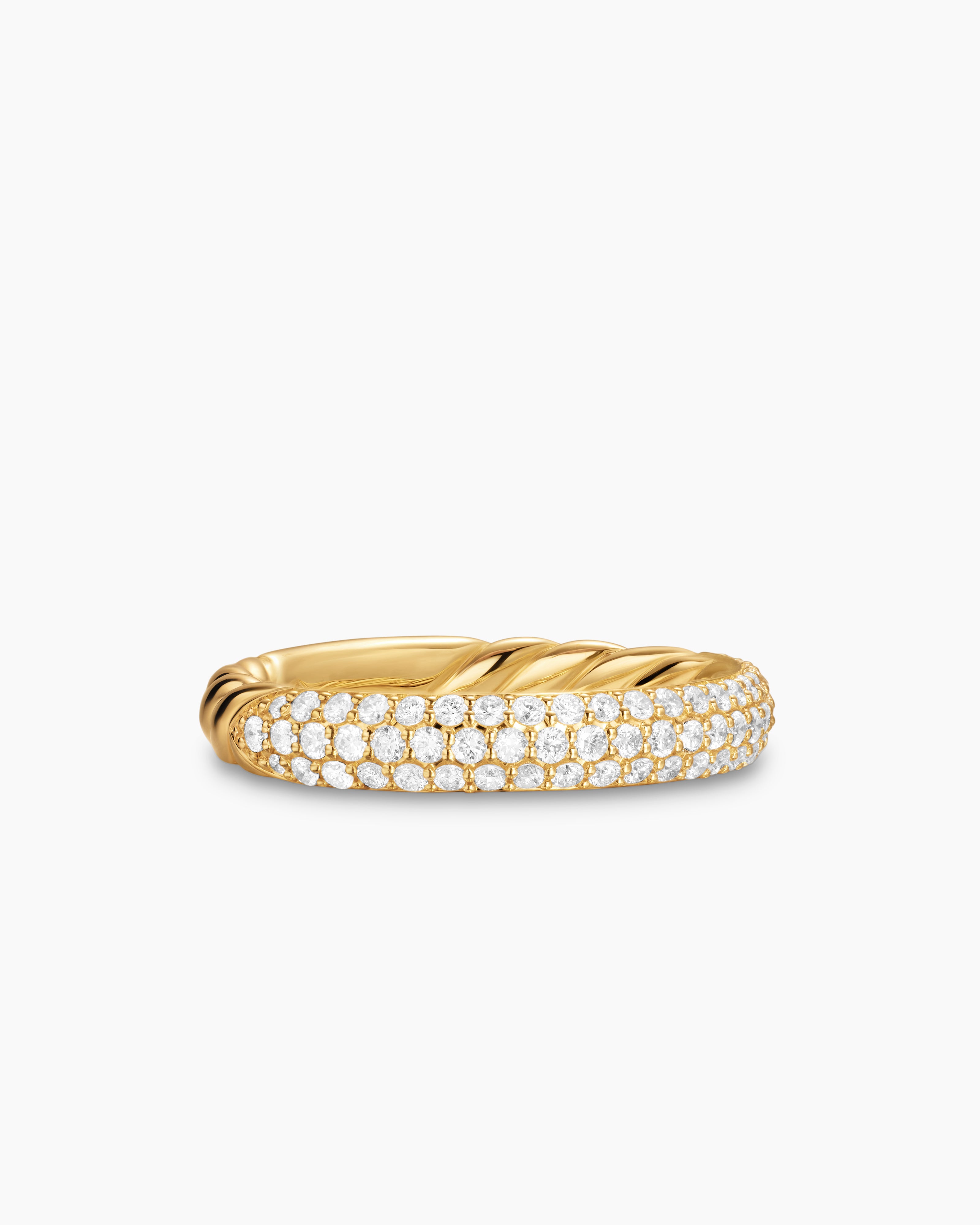 Anneau DY Mercer pav&eacute; en or jaune 18 carats, 3,7 mm femme 