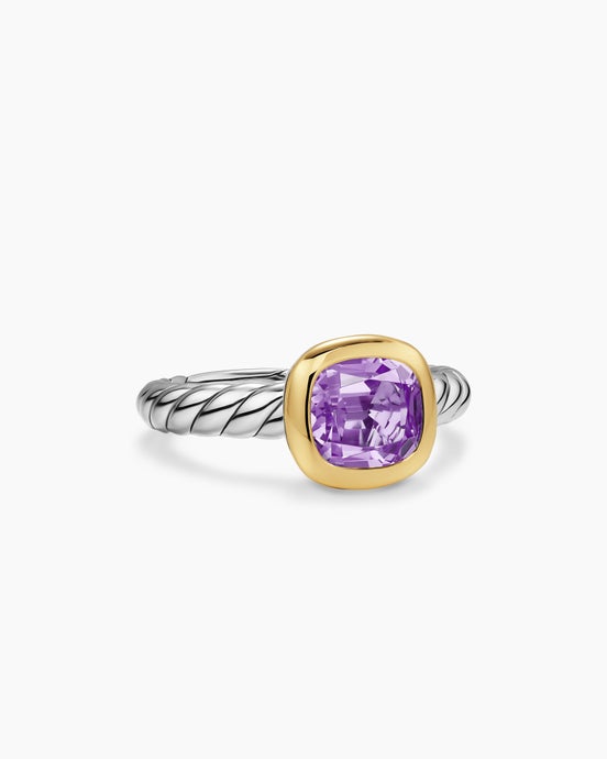 DY Mercer® Color Stone Ring in Sterling Silver with 18K Yellow Gold and Amethyst, 7mm