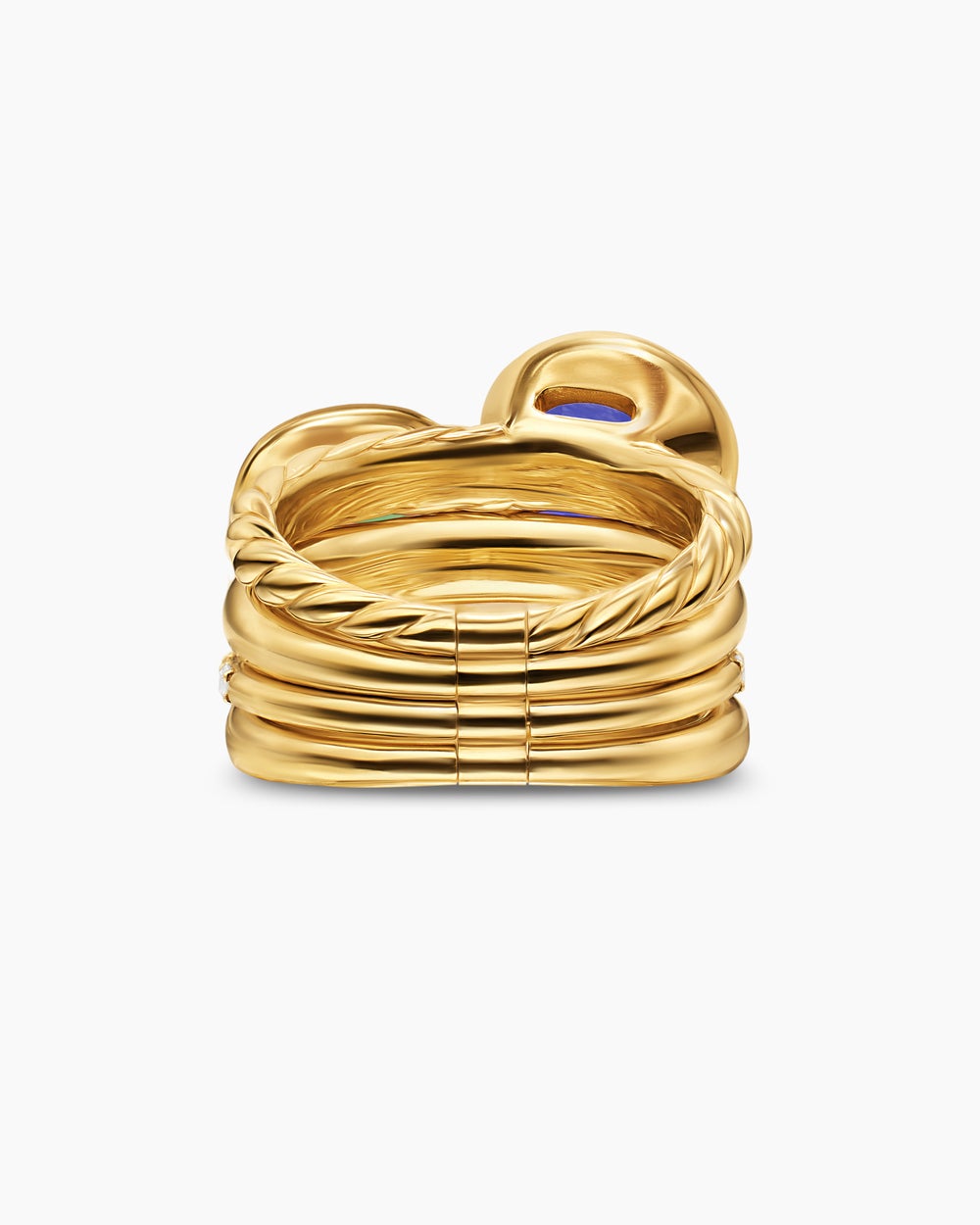 Womens DY Mercer Color Two Stone Cocktail Ring in 18K Yellow Gold with Diamonds, 17.7mm