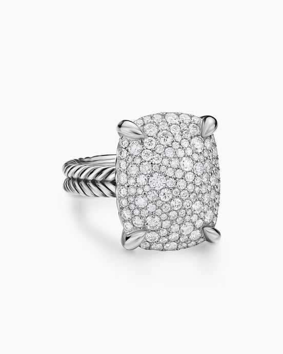 Chatelaine® Elongated Ring in Sterling Silver with Diamonds, 19mm