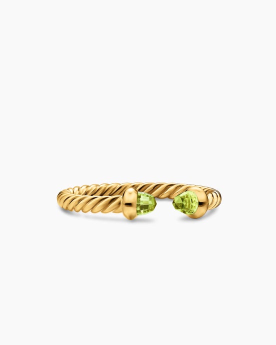 Micro Cablespira® Flex Open Ring in 18K Yellow Gold with Peridot, 2.5mm