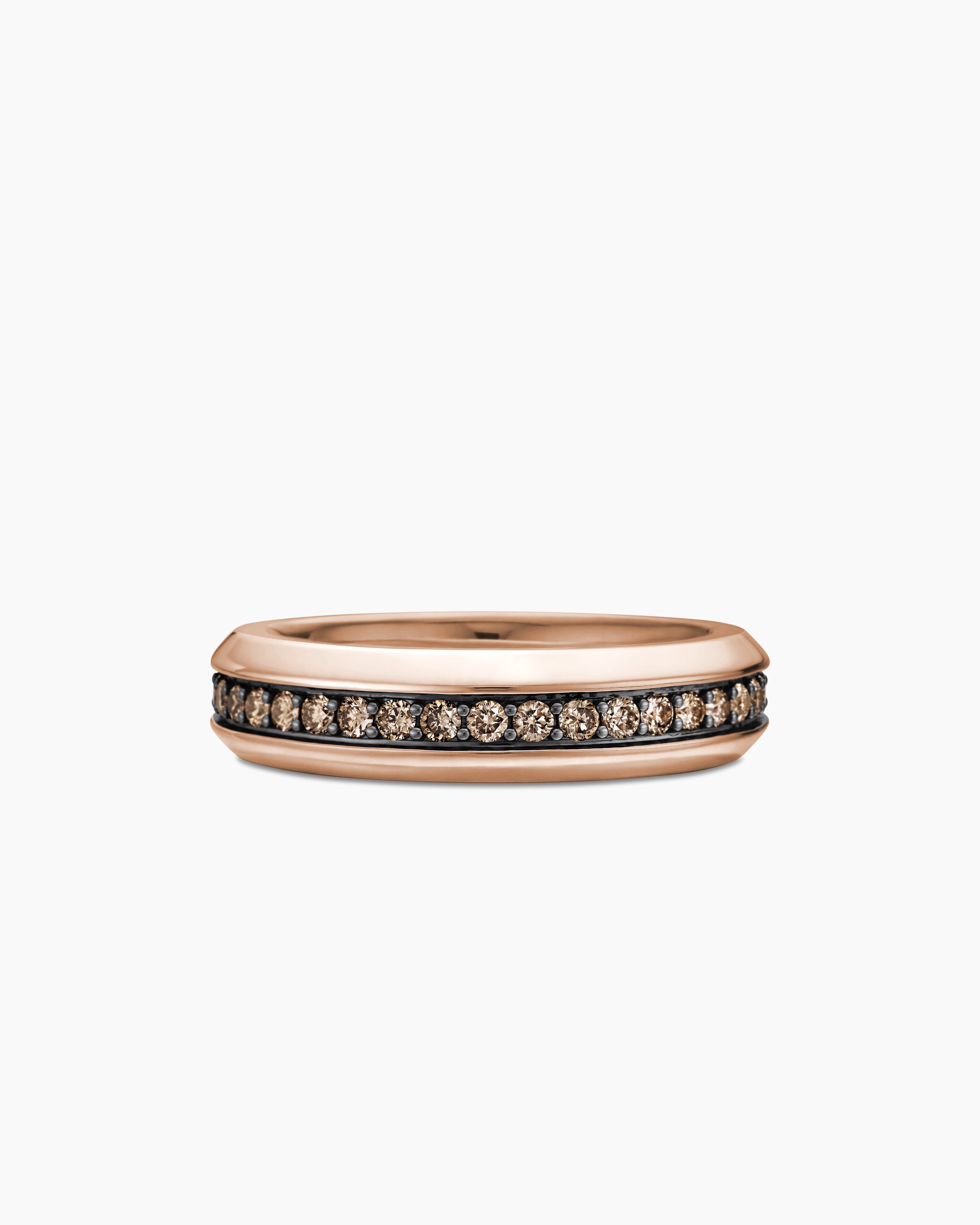 Mens Beveled Band Ring in 18ct Rose Gold, 6mm