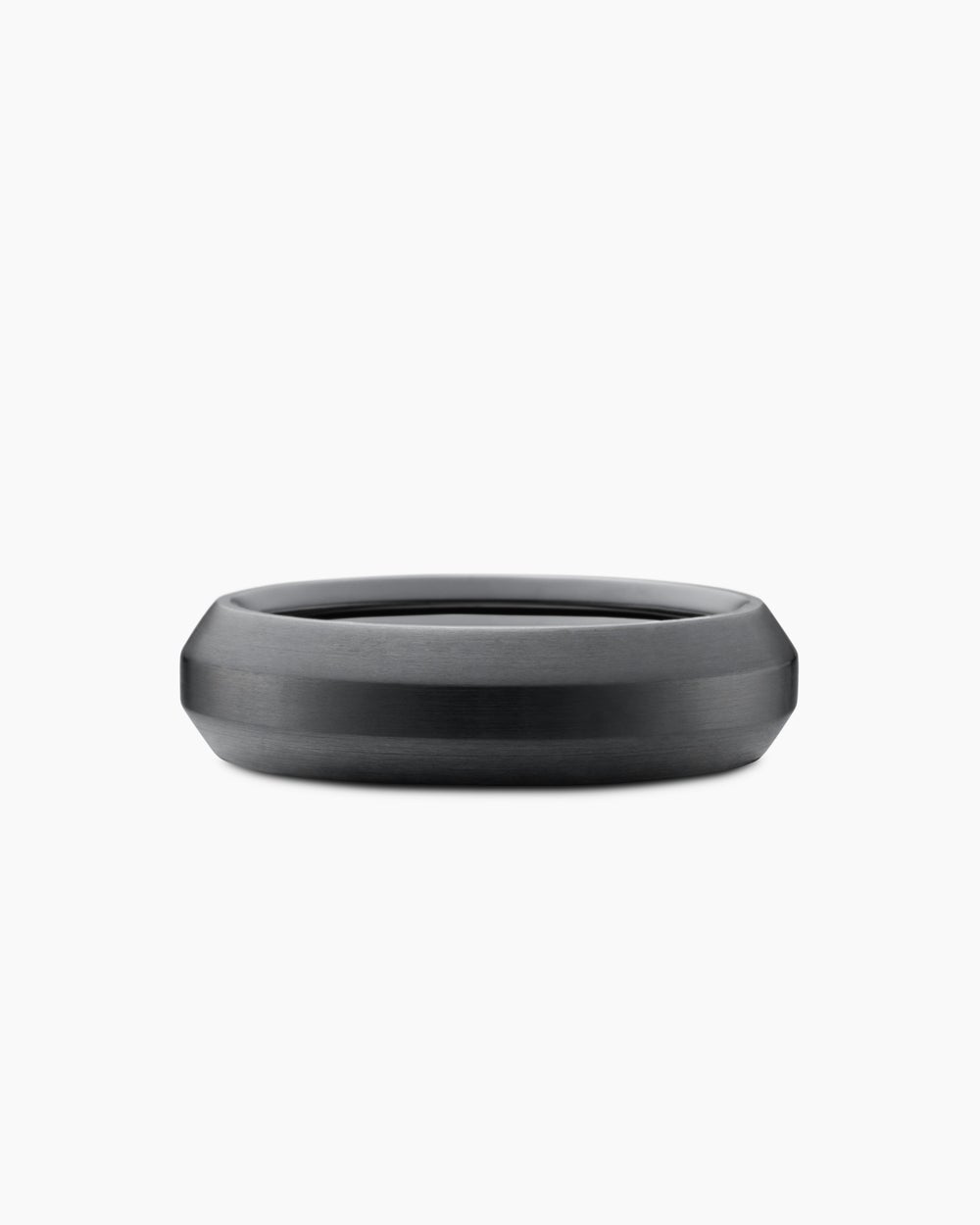 Mens Beveled Band Ring in Black Titanium with Half Pavé Black Diamonds, 6mm