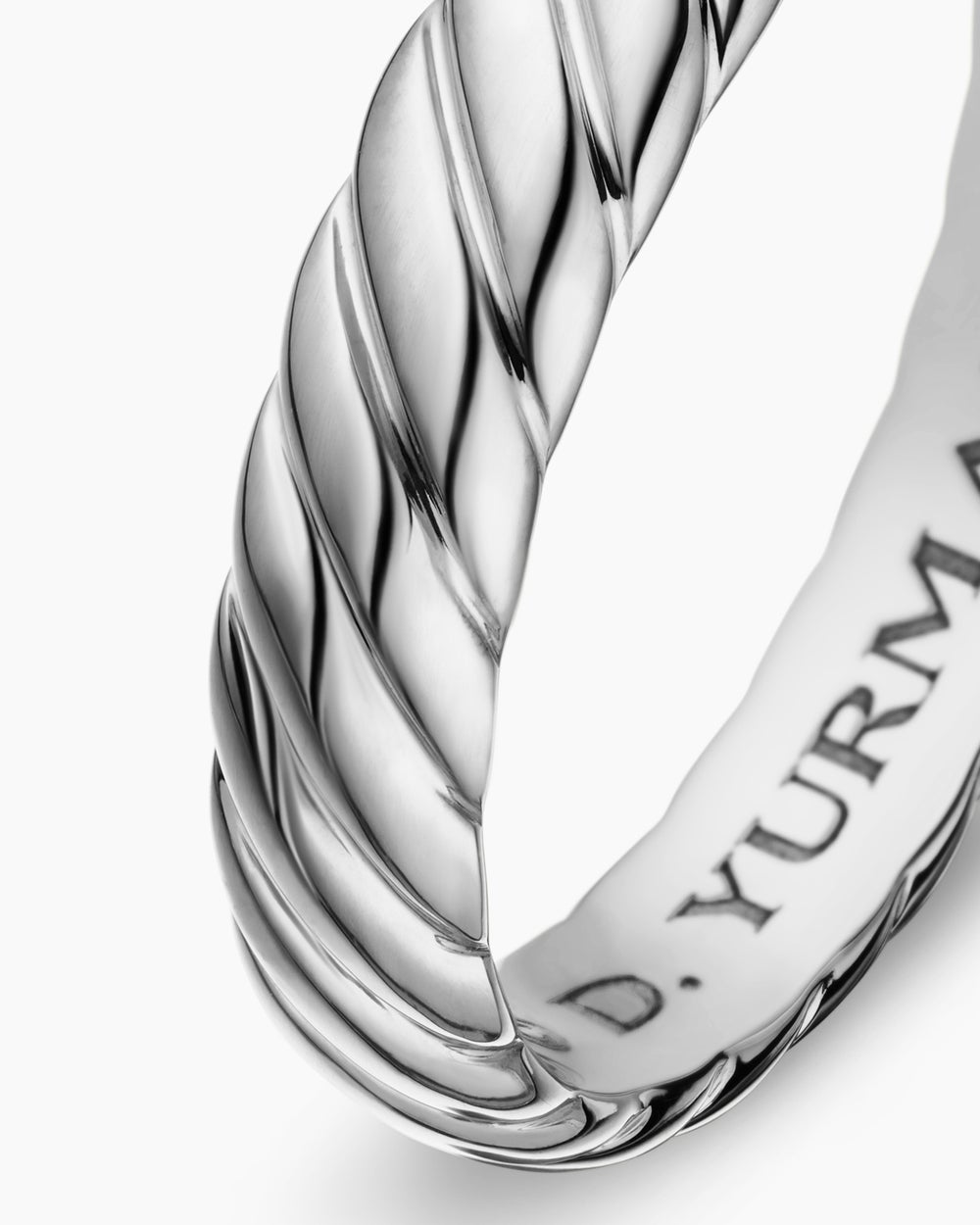 Mens Cable Band Ring in 18K White Gold, 5mm