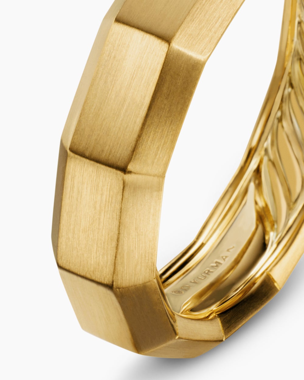 Mens Faceted Band Ring in 18K Yellow Gold, 6mm