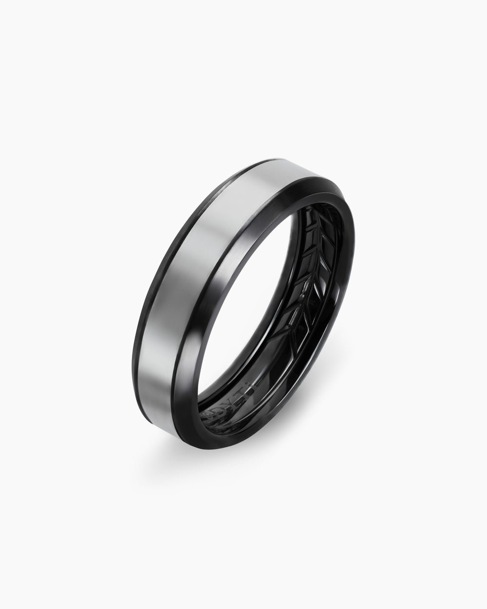 Anneau Beveled en titane noir avec titane gris, 6 mm