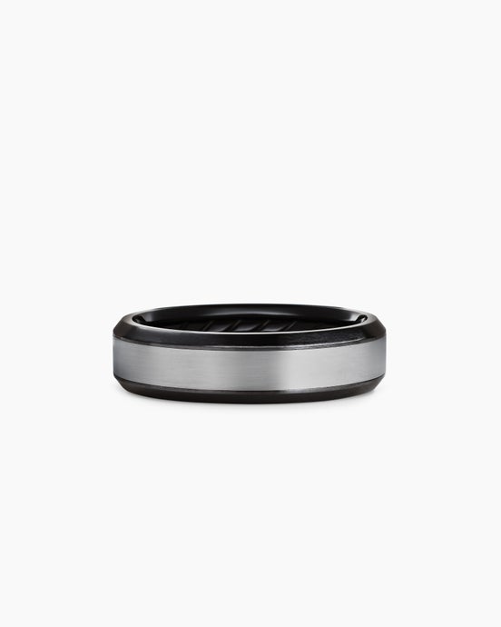 Anneau Beveled en titane noir avec titane gris, 6 mm