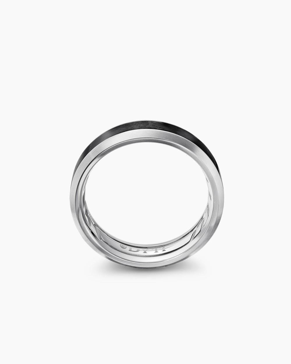 Anneau Beveled en titane gris avec titane noir, 6 mm