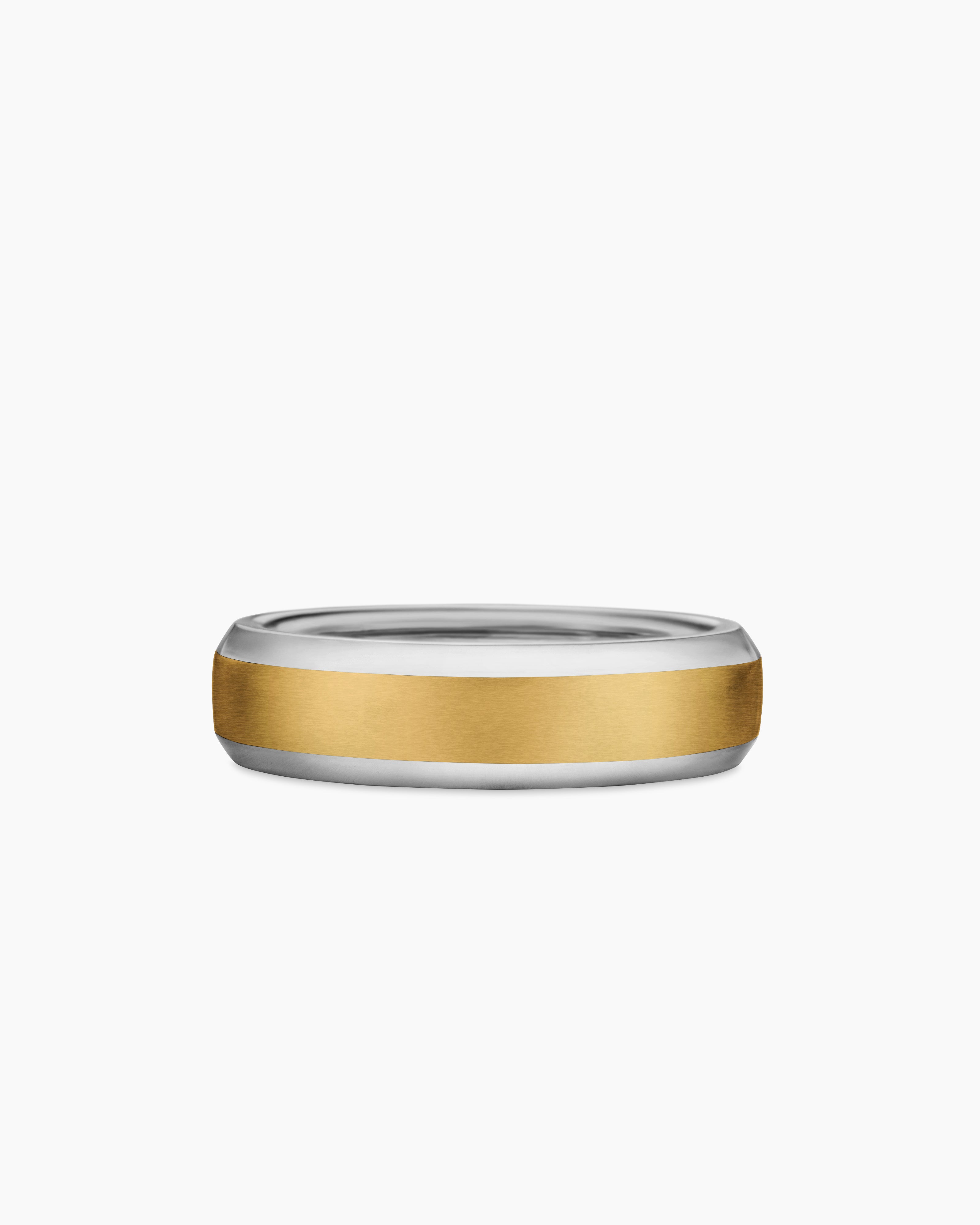 Mens Beveled Band Ring in 18K Gold, 6mm