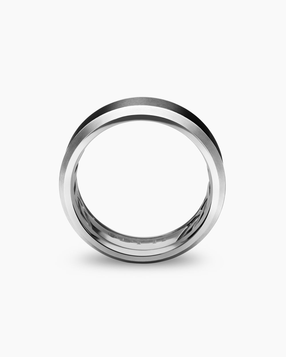 Mens Bevelled Band Ring in Grey Titanium with Black Titanium, 8.5mm