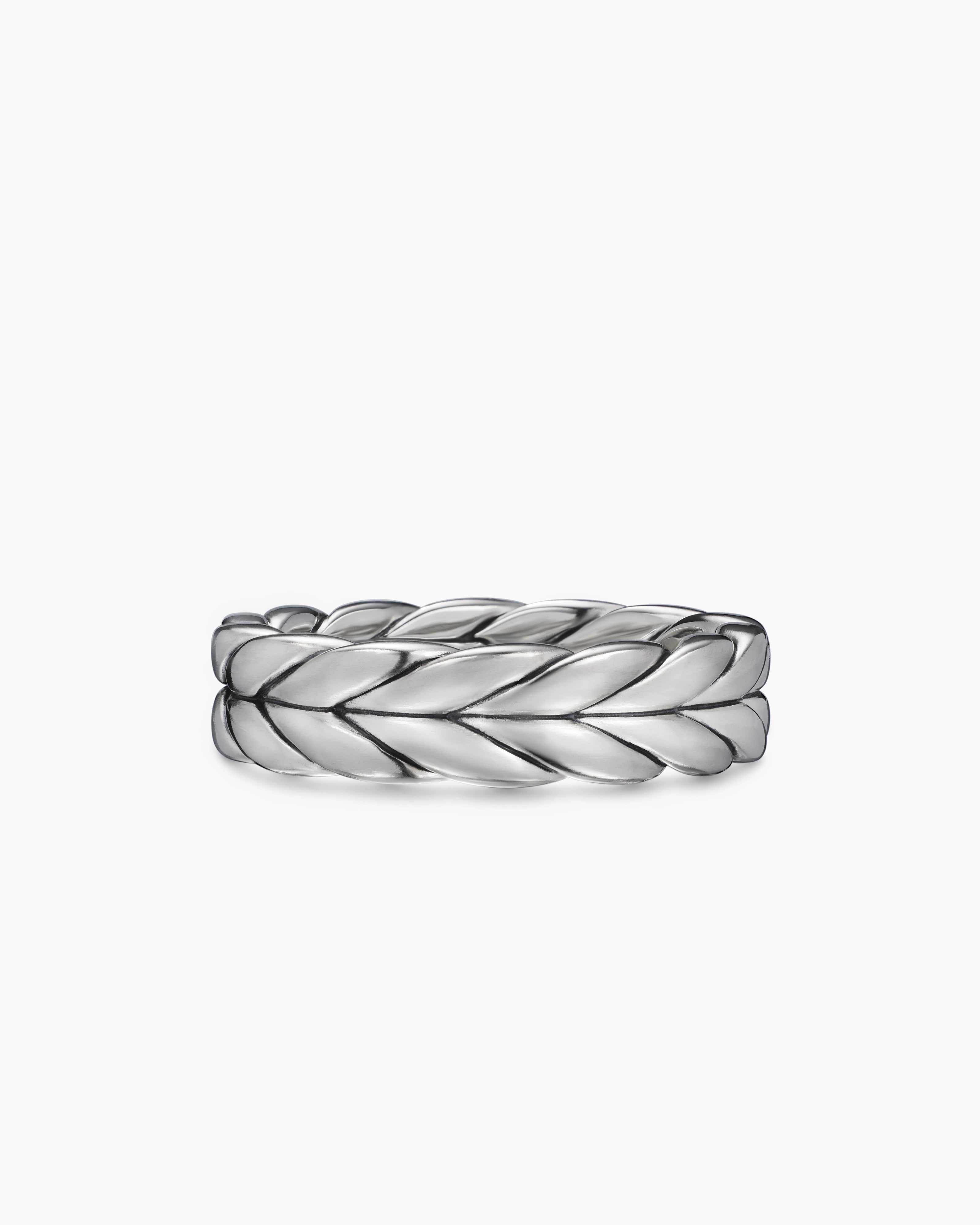 Mens Chevron Band Ring in Sterling Silver, 6mm