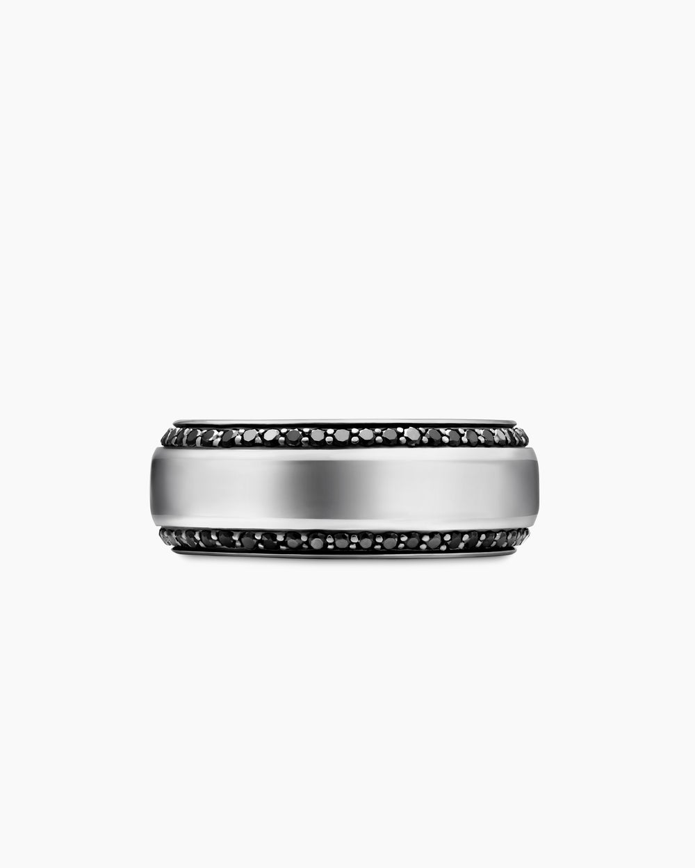 Mens Beveled Band Ring in 18K White Gold, 8mm
