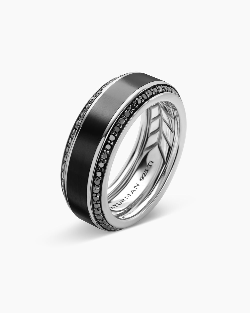 Mens Beveled Band Ring in Black Titanium, 8mm