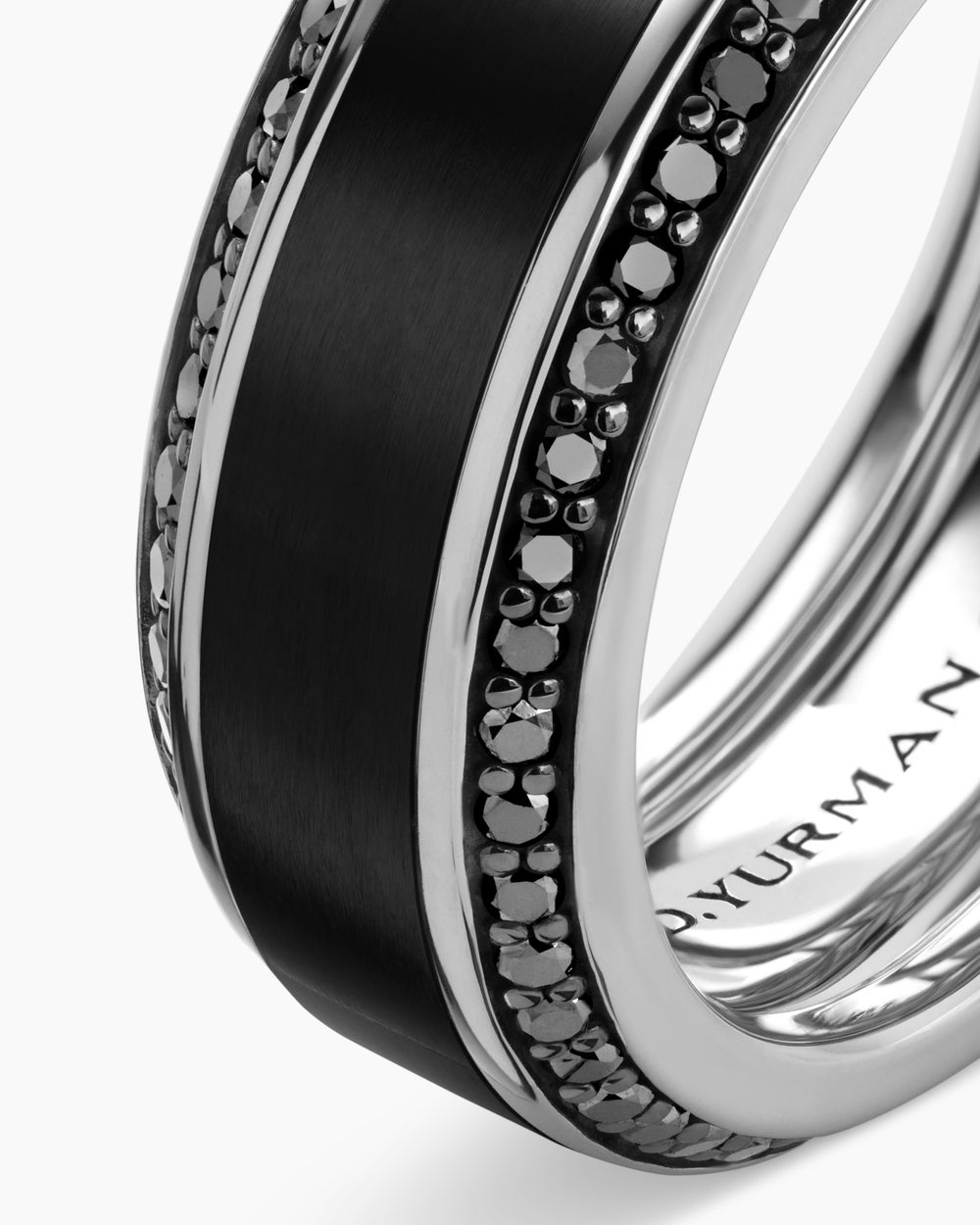 Mens Beveled Band Ring in Black Titanium, 8mm