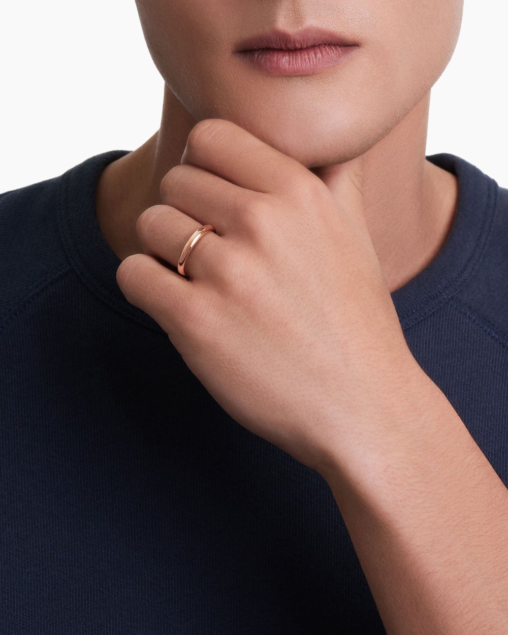 Mens DY Classic Band Ring in 18K Rose Gold, 3.5mm