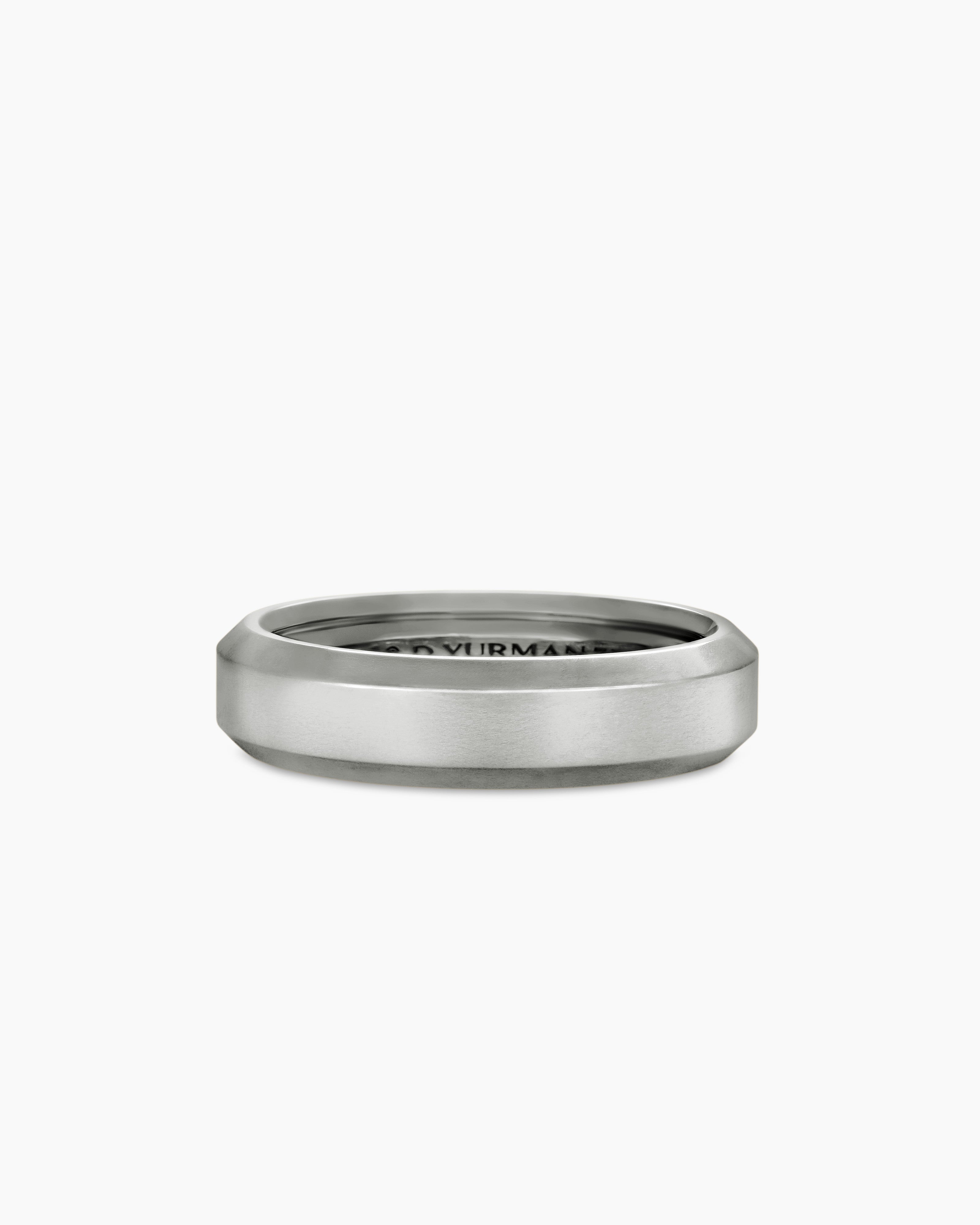 Anneau Beveled en or blanc 18 carats, 6 mm hommes 