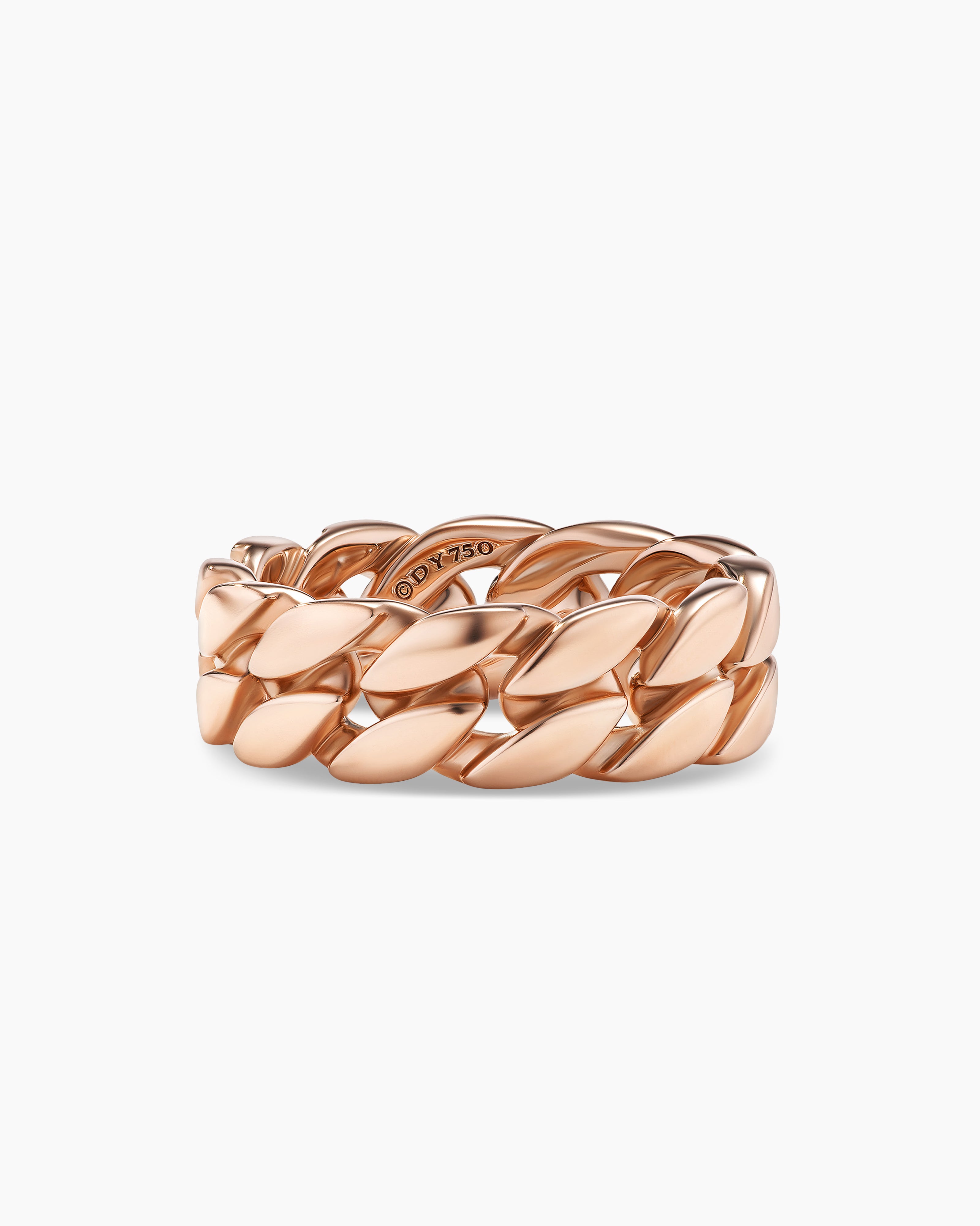 Mens Curb Chain Band Ring in 18ct Rose Gold, 8mm
