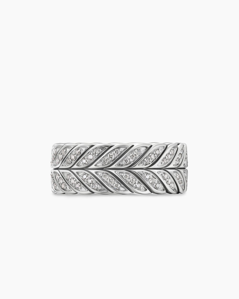 Mens Chevron Pavé Band Ring in Sterling Silver, 9mm