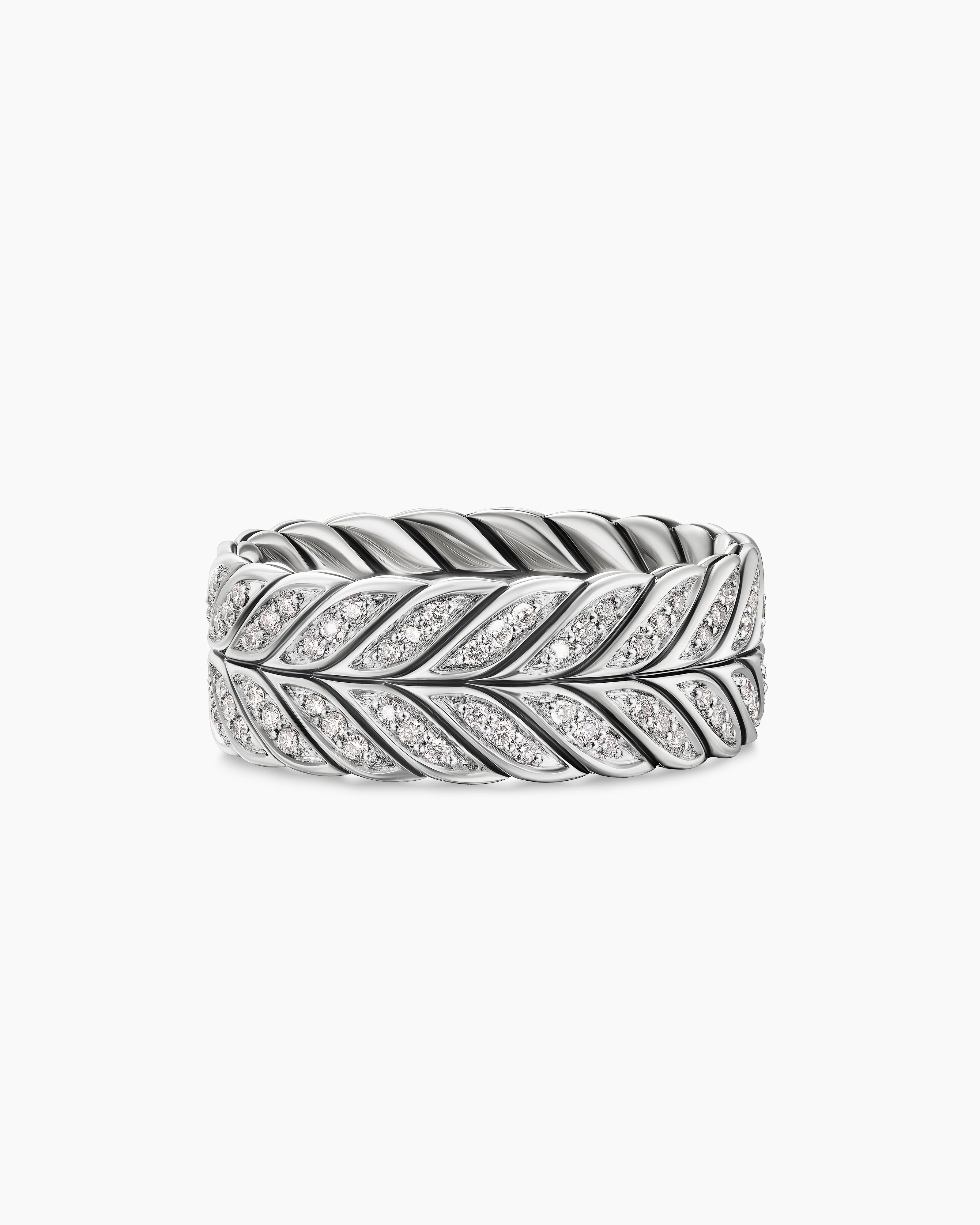 Anneau Chevron pav&eacute; en argent sterling, 9 mm hommes 
